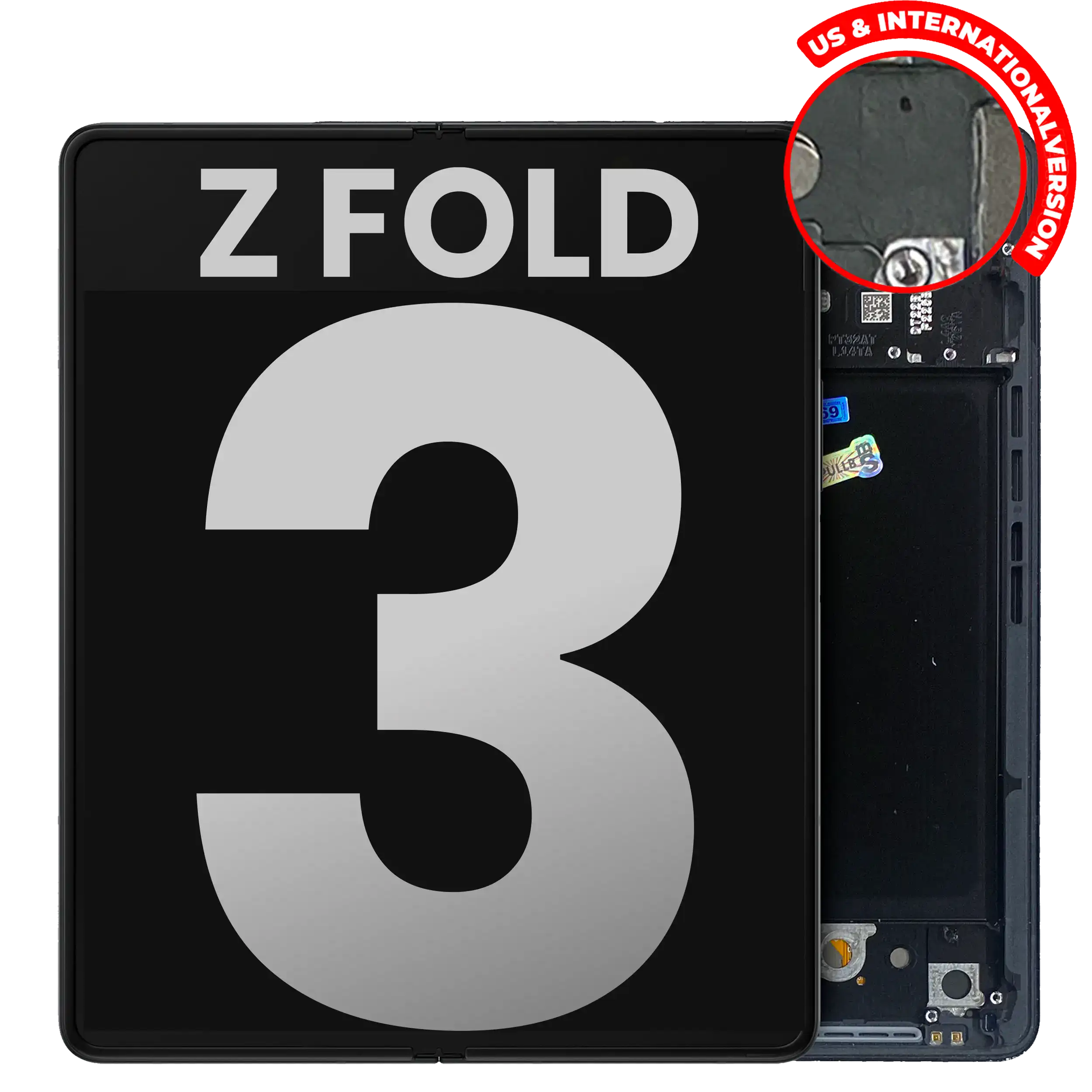 Inner OLED-Display mit Rahmen für Samsung Galaxy Z Fold 3 5G (US & International) (gebrauchter OEM-Ausbau, Qualität B/C) (Phantom Black)