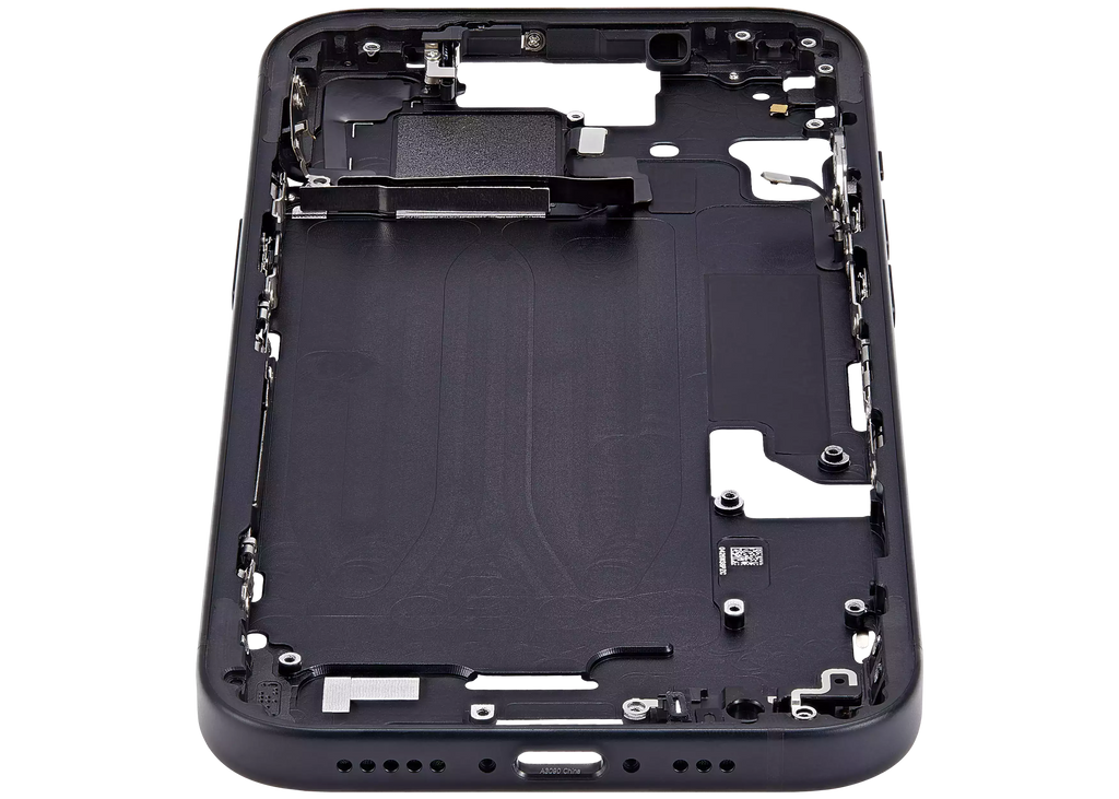 Midframe/Rahmen mit Small Parts für iPhone 15 (EU / Global Version) (Aftermarket Plus) (Schwarz)