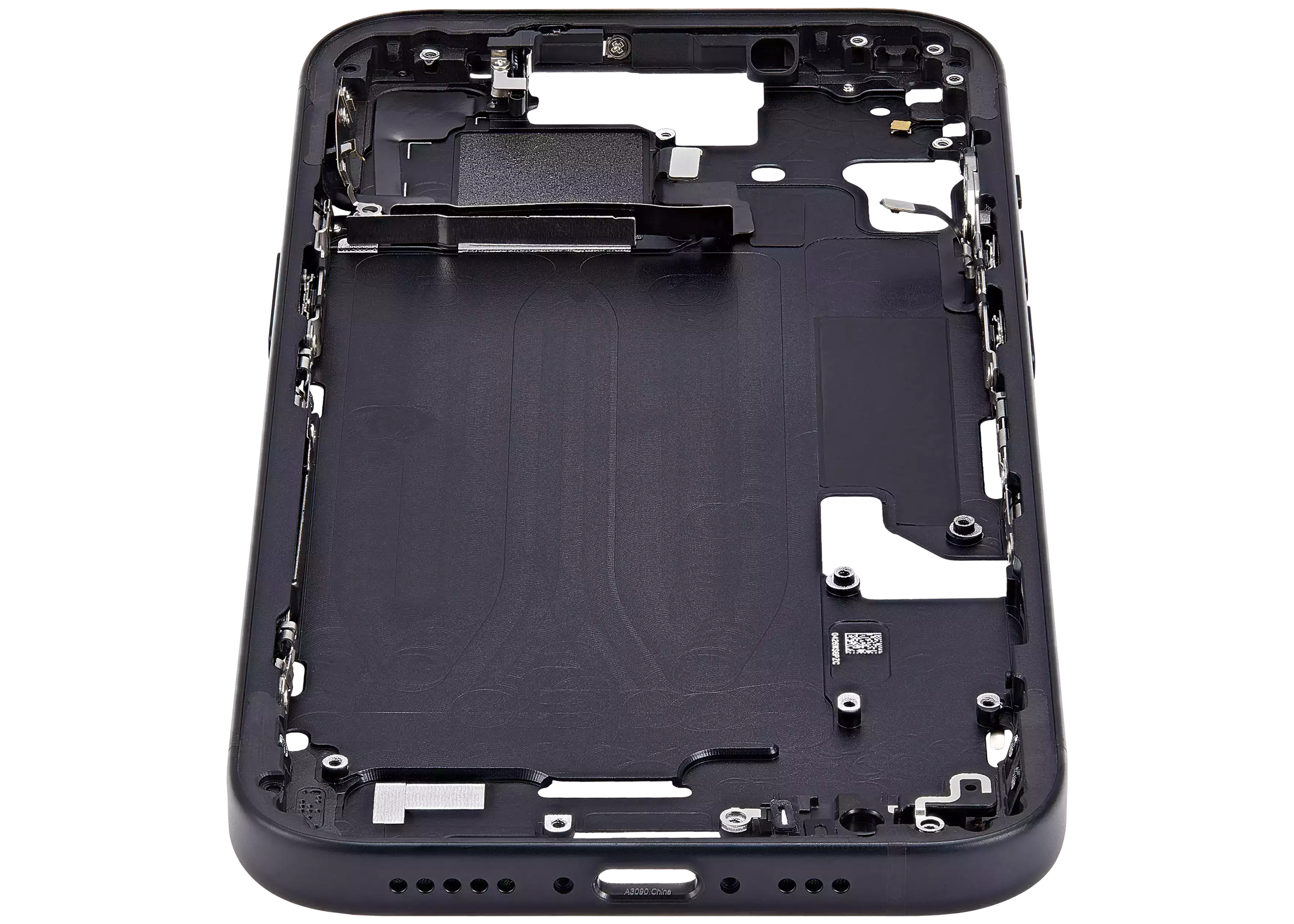 Midframe/Rahmen mit Small Parts für iPhone 15 (EU / Global Version) (Aftermarket Plus) (Schwarz)