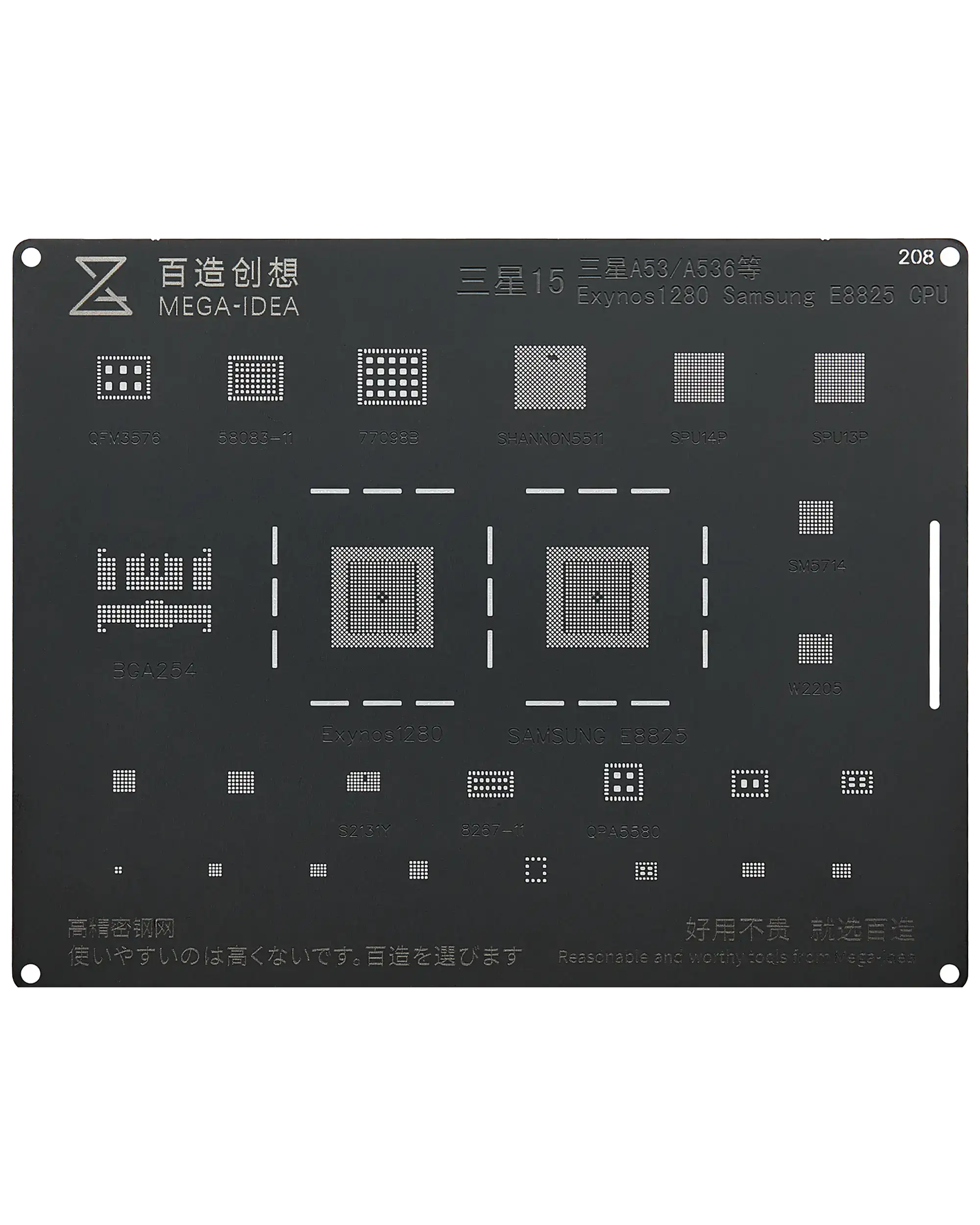 Bumblebee Schablone (QS208) für Samsung 15 A53-A536 and etc.Exynos 1280 Samsung E8825 CPU (Schwarz) (Qianli)