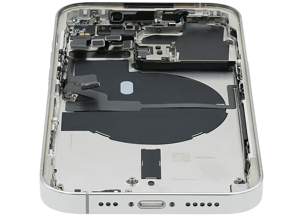 Backcover/Rahmen mit Small Parts für iPhone 14 Pro (EU / Global Version) (gebrauchter OEM-Ausbau, Qualität A) (Silber)