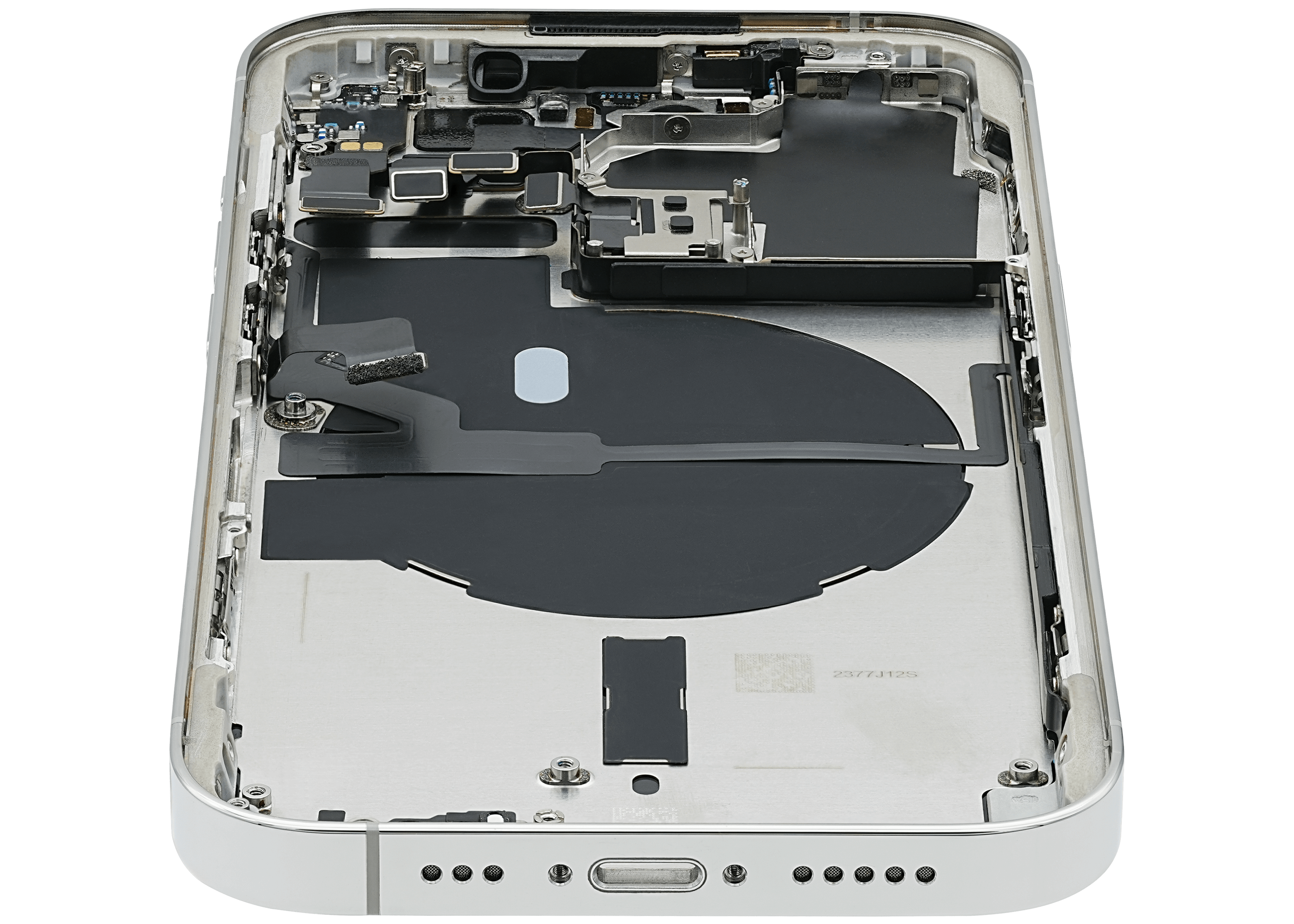 Backcover/Rahmen mit Small Parts für iPhone 14 Pro (EU / Global Version) (gebrauchter OEM-Ausbau, Qualität A) (Silber)