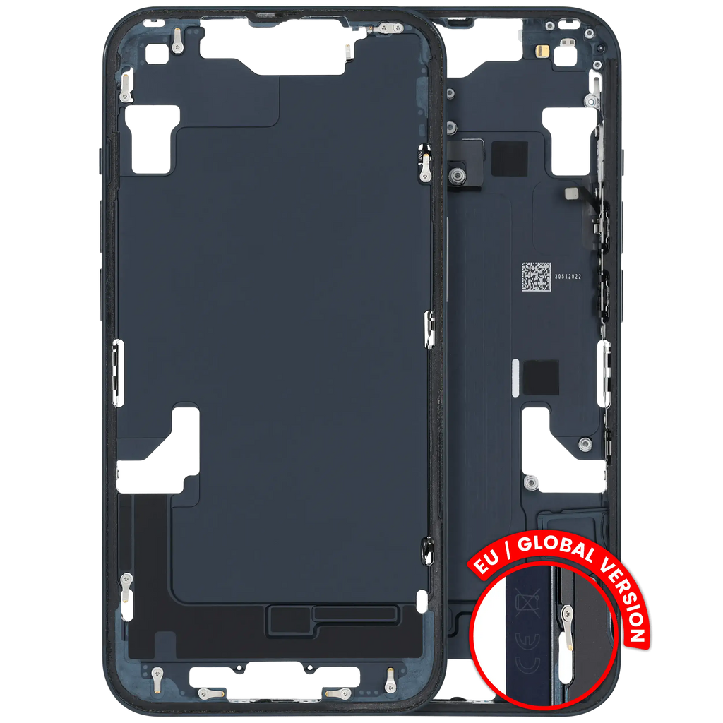 Midframe/Rahmen mit Small Parts für iPhone 14 (EU / Global Version) (gebrauchter OEM-Ausbau, Qualität C) (Midnight)