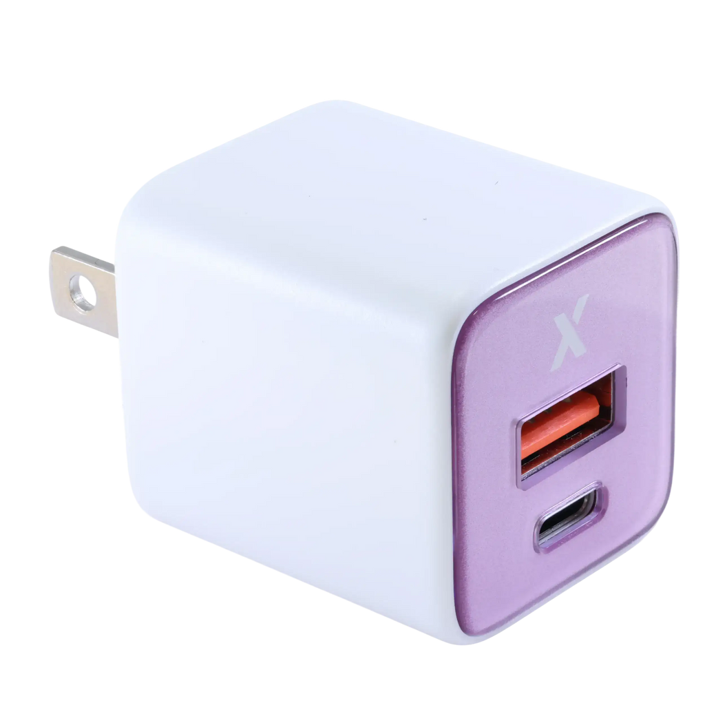 AmpSentrix Pro 30W 2-in-1 USB-C / USB-A GaN Wall Adapter (Pink)