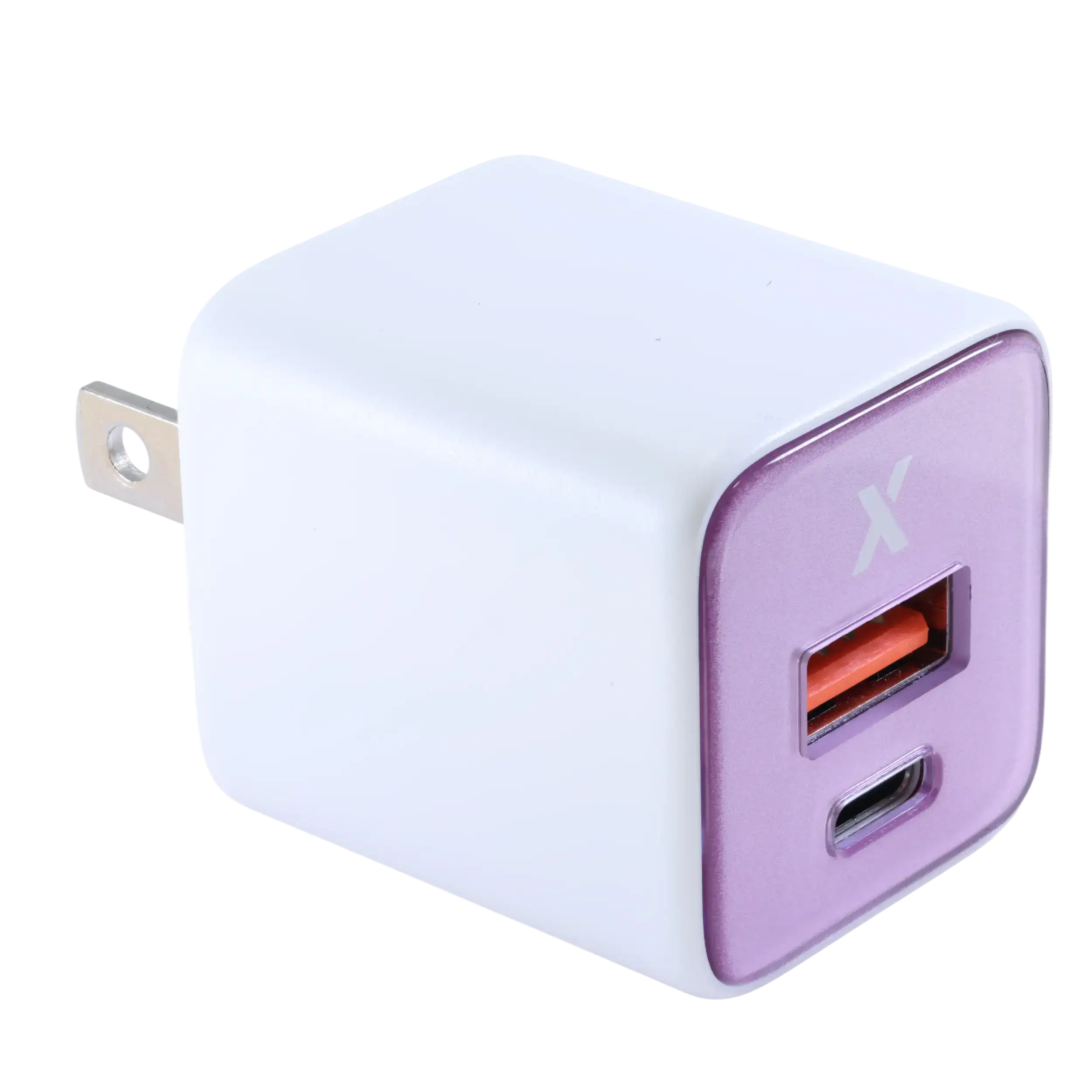 AmpSentrix Pro 30W 2-in-1 USB-C / USB-A GaN Wall Adapter (Pink)