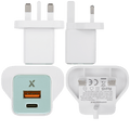 AmpSentrix 30W 2-in-1 USB-C / USB-A Wall Adapter (220V / UK Plug) (Teal)