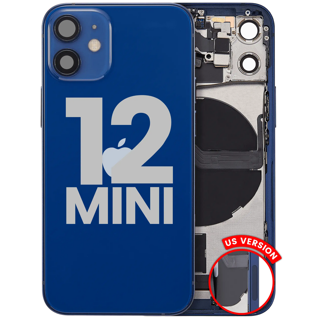 Backcover/Rahmen mit Ladebuchse Flex & Small Parts für iPhone 12 Mini (US-Version) (gebrauchter OEM-Ausbau, Qualität A) (Blau)