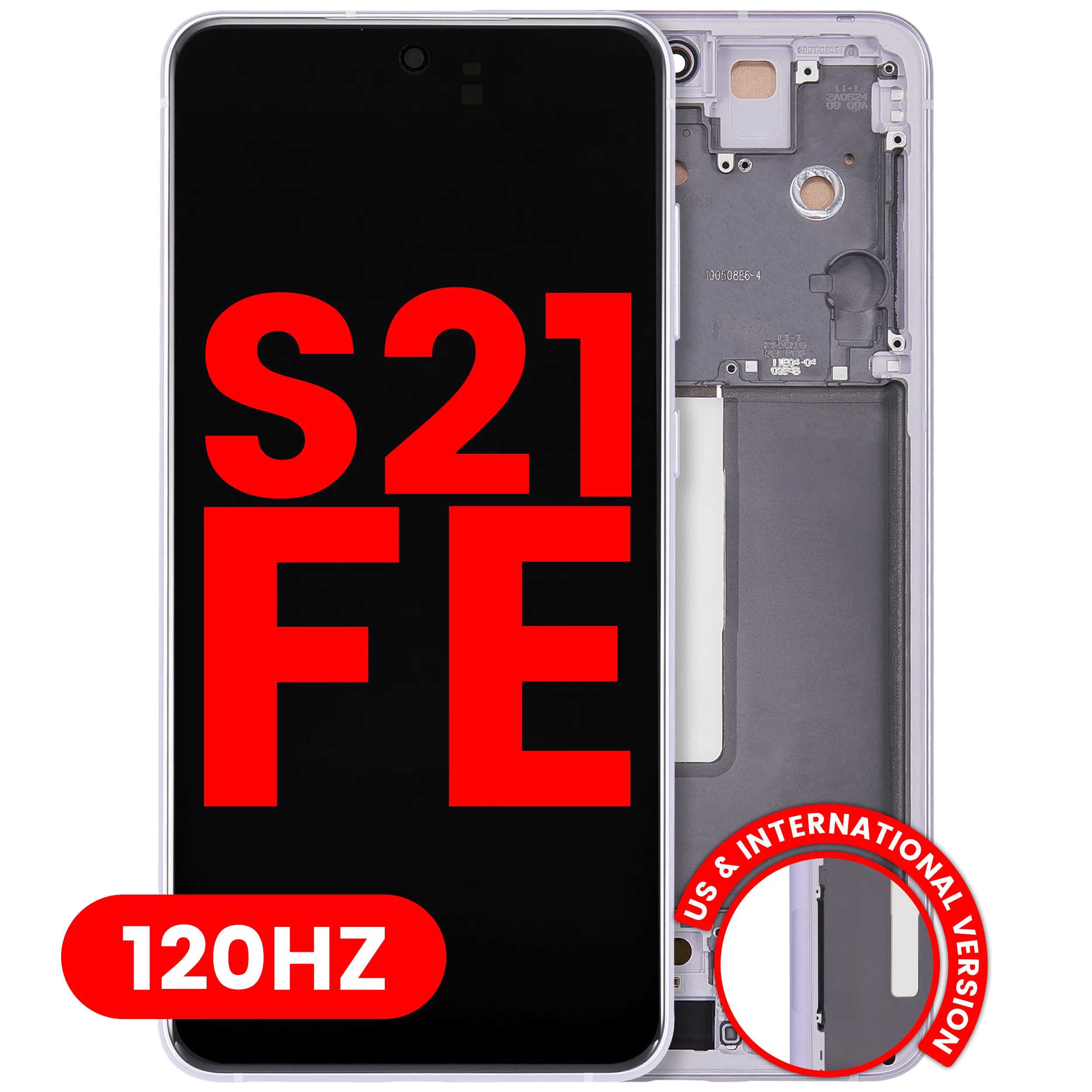 OLED-Display mit Rahmen für Samsung Galaxy S21 FE 5G (US & Internationale Version) (Aftermarket Plus) (120Hz) (Lavender)