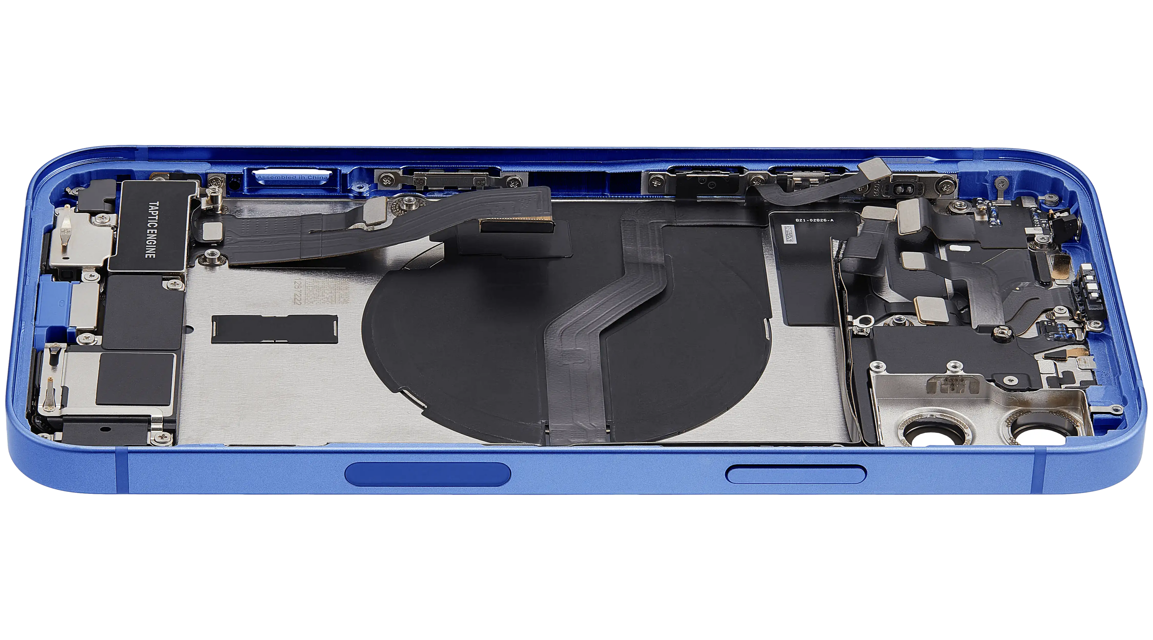 Backcover/Rahmen mit Ladebuchse Flex & Small Parts für iPhone 12 (US-Version) (gebrauchter OEM-Ausbau, Qualität A) (Blau)