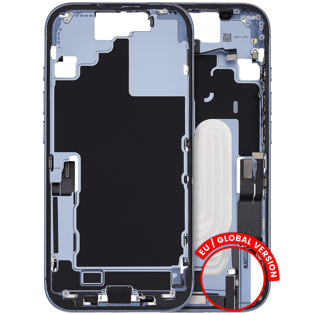 Midframe/Rahmen mit Ladebuchse Flex & Small Parts für iPhone 17 (EU / Global Version) (gebrauchter OEM-Ausbau, Qualität C) (Mist Blue)