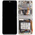 Inner OLED-Display mit Rahmen Compatible für Samsung Galaxy Z Flip 3 5G (F711) (US & International) (Aftermarket Plus) (Cream)