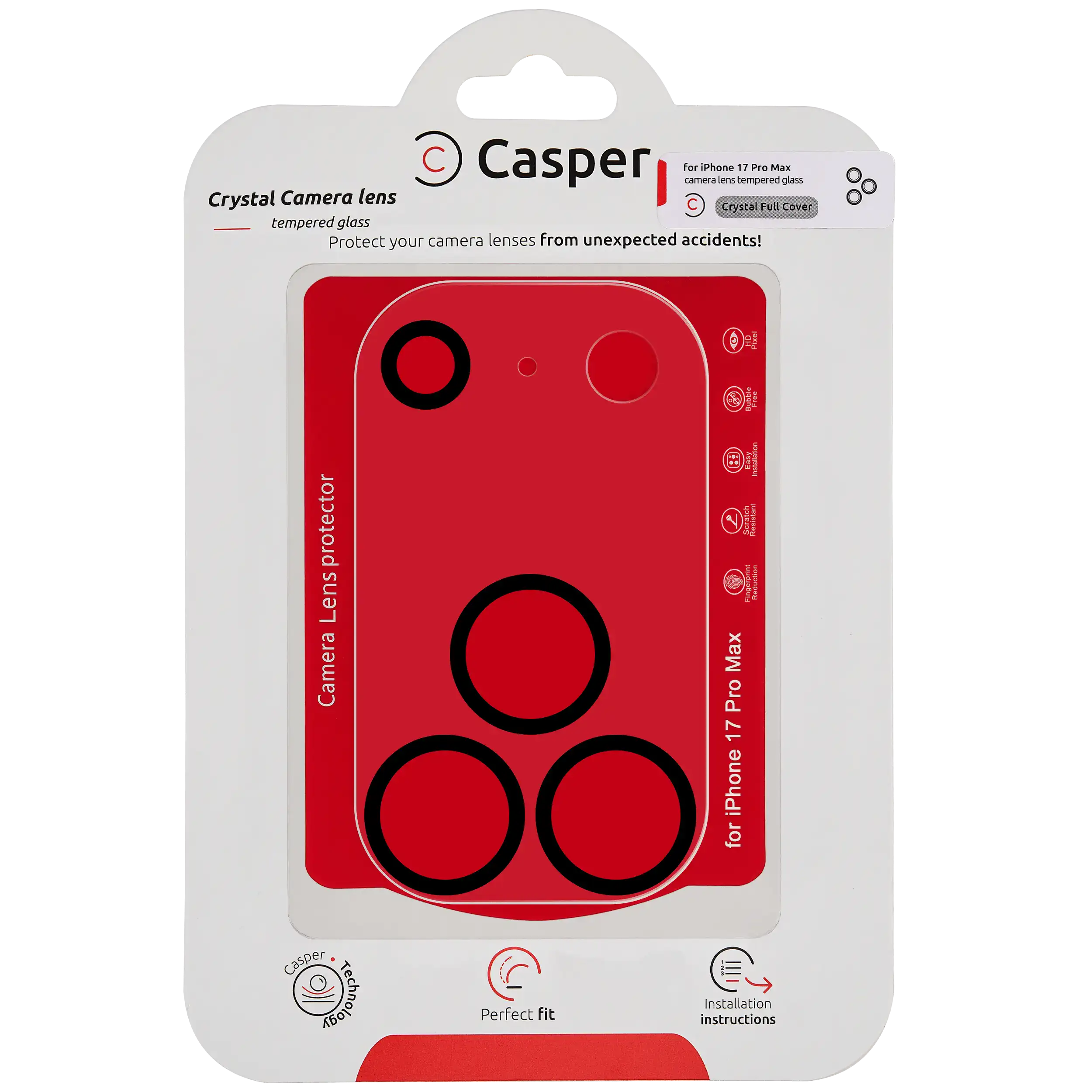 Casper Kamera-Linsenschutz für iPhone 17 Pro Max (Crystal Full Cover)