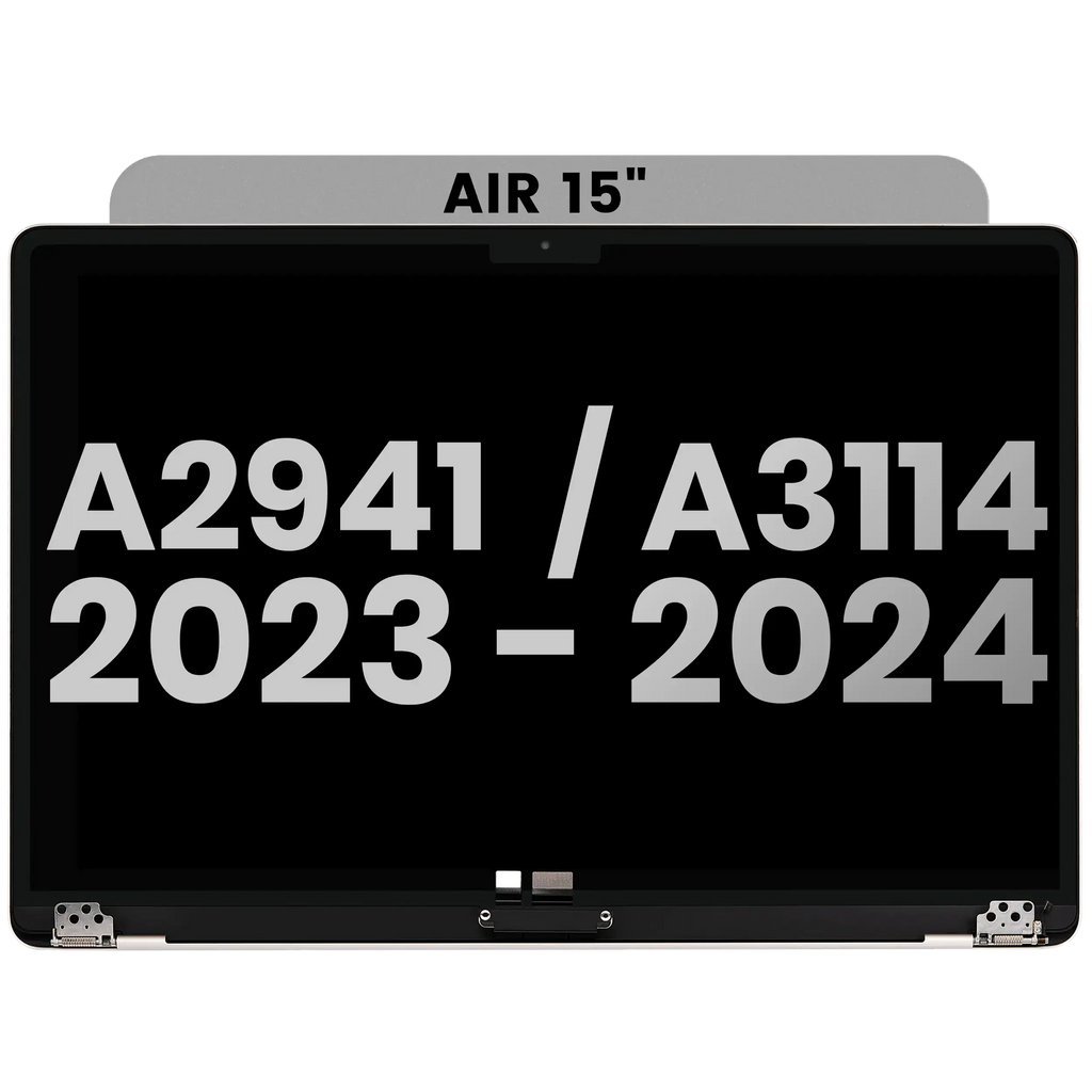 Complete LCD-Display für MacBook Air 15" (A2941 / Mid 2023) / Air 15" (A3114 / Mid 2024) (gebrauchter OEM-Ausbau, Qualität B) (Starlight)