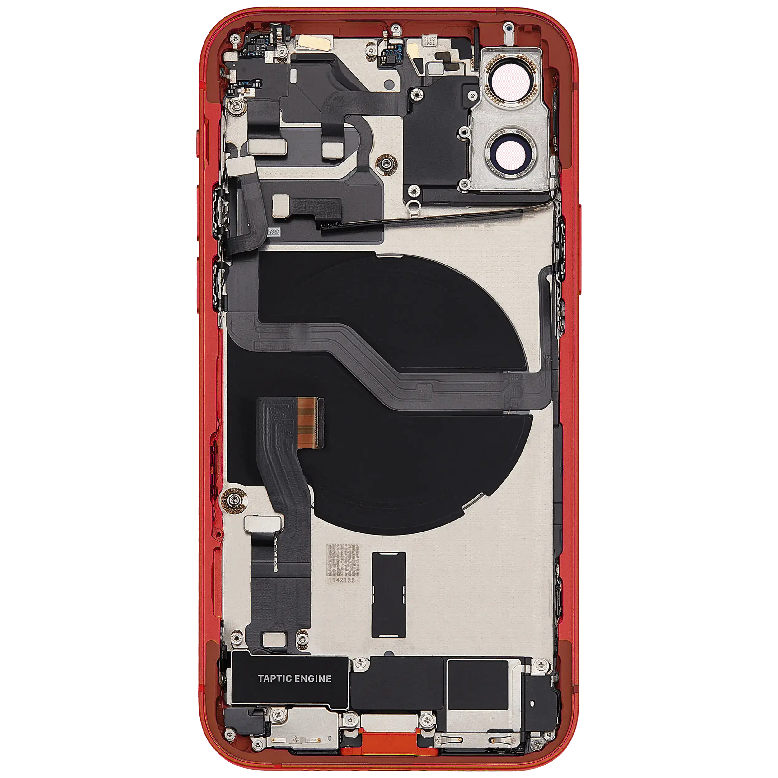 Backcover/Rahmen mit Ladebuchse Flex & Small Parts für iPhone 12 (EU / Global Version) (gebrauchter OEM-Ausbau, Qualität B) (Rot)