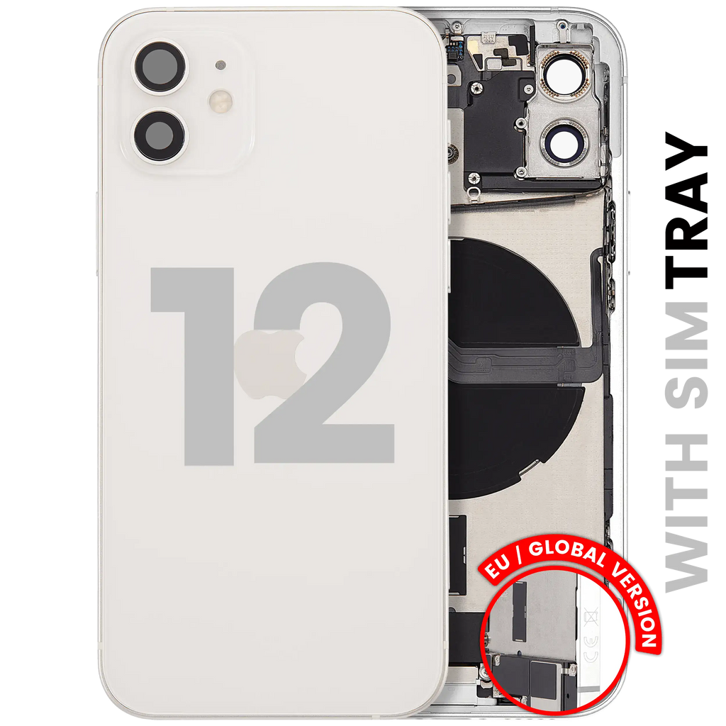Backcover/Rahmen mit Ladebuchse Flex & Small Parts für iPhone 12 (EU / Global Version) (gebrauchter OEM-Ausbau, Qualität A) (Weiß)