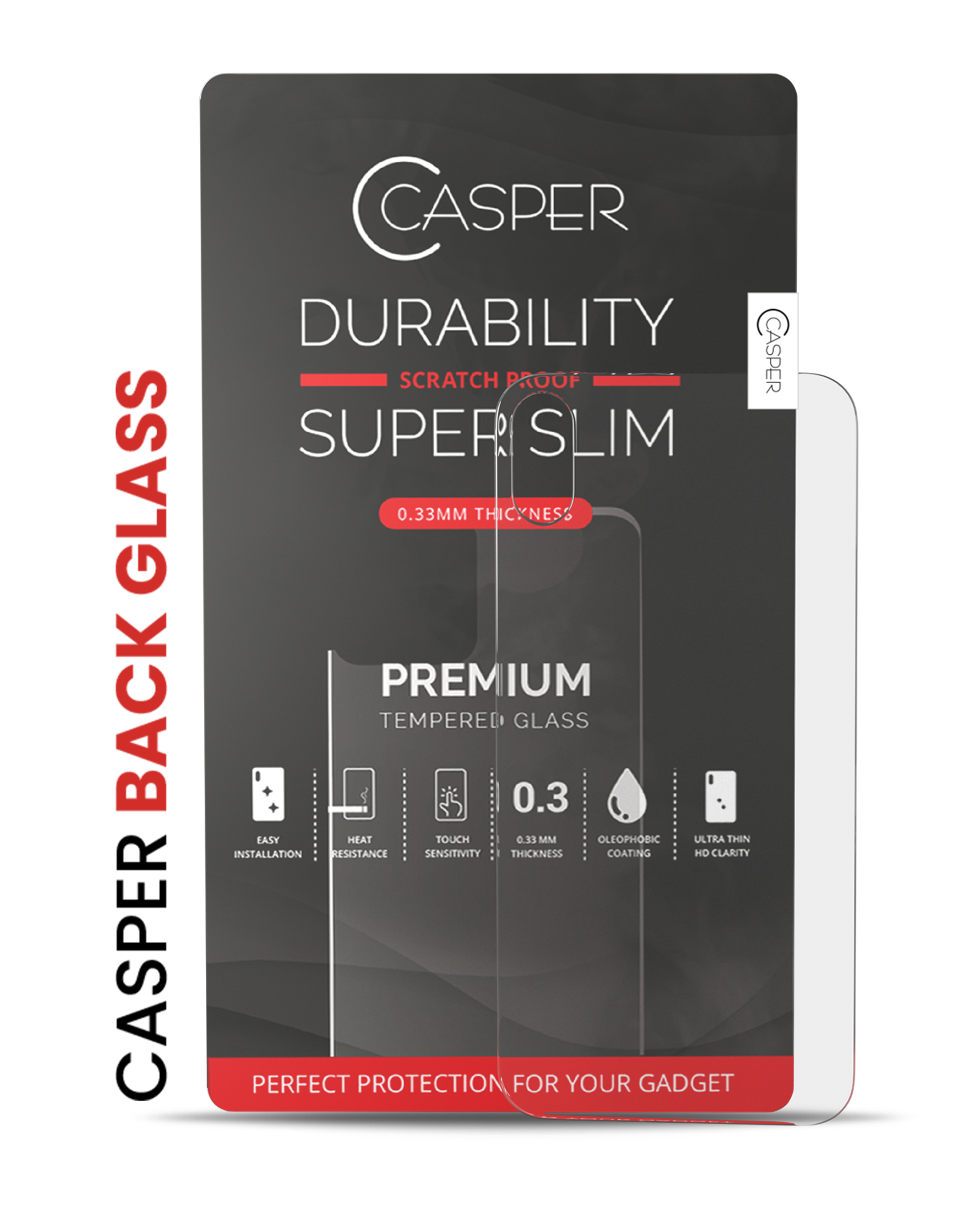 Casper Tempered Glass (Backcover) für iPhone X / XS (Retail Pack) (Clear)