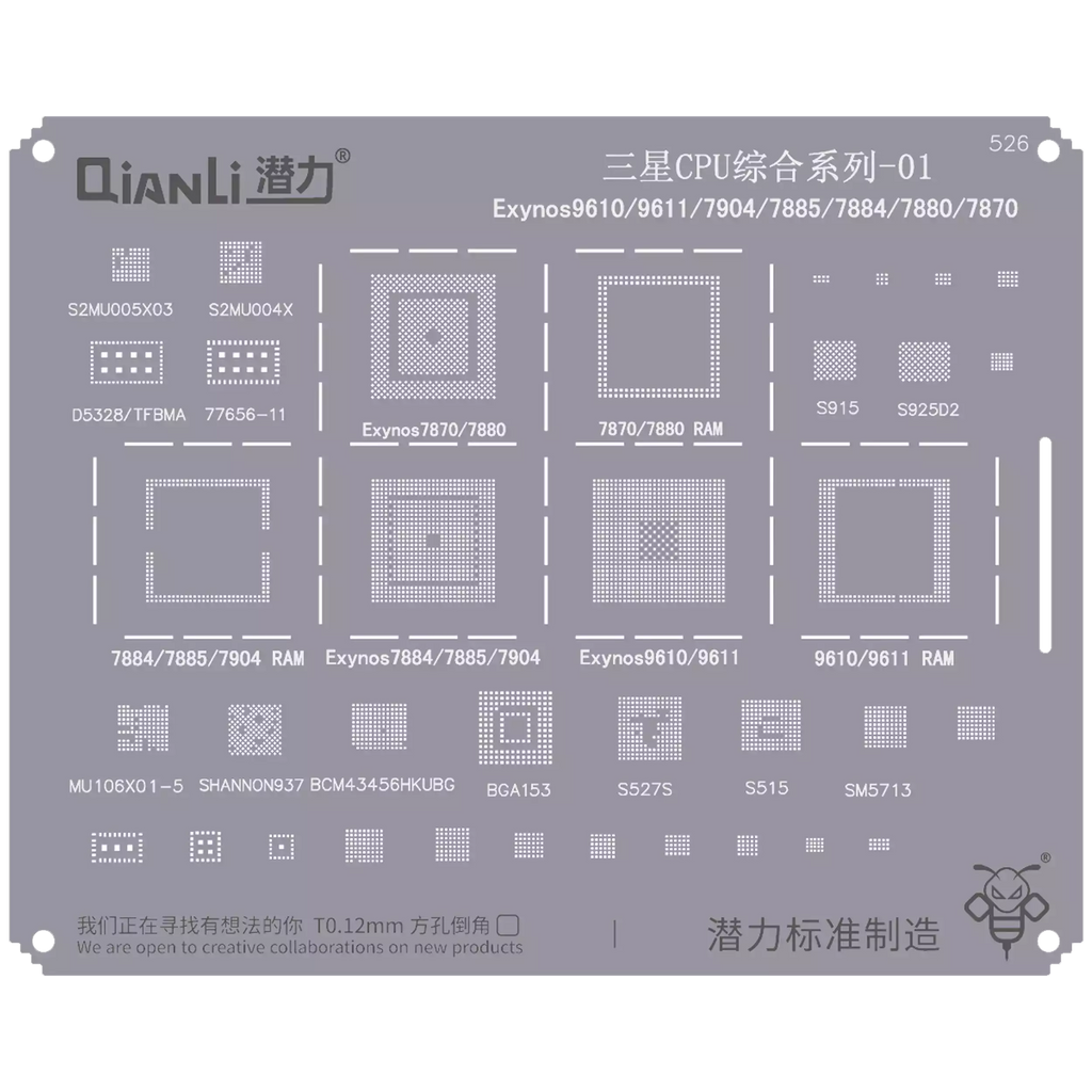Qianli Bumblebee Schablone (QS526) für Samsung Exynos 9610/9611/7904/7885/7884