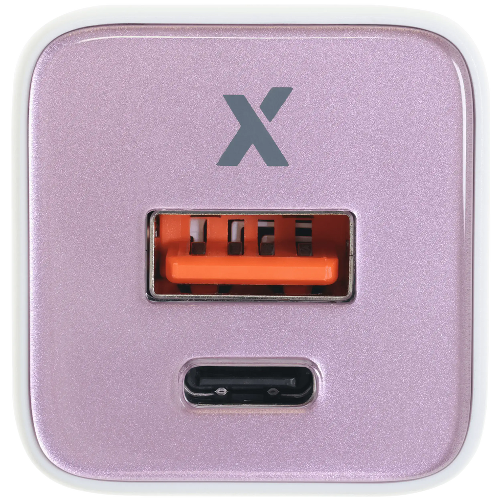 AmpSentrix Pro 30W 2-in-1 USB-C / USB-A GaN Wall Adapter (Pink)