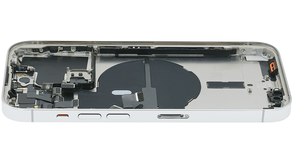 Backcover/Rahmen mit Small Parts für iPhone 14 Pro (EU / Global Version) (gebrauchter OEM-Ausbau, Qualität A) (Silber)