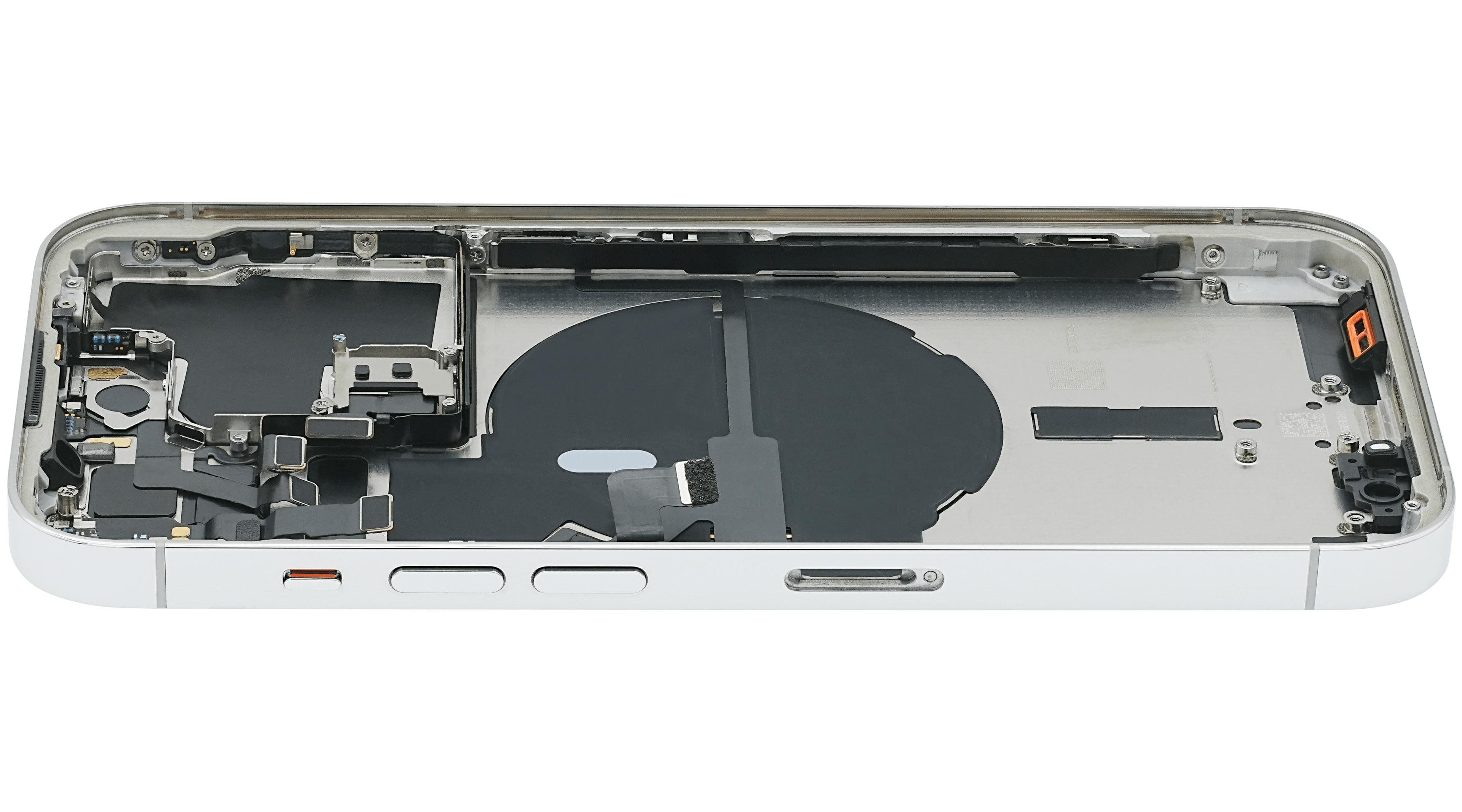 Backcover/Rahmen mit Small Parts für iPhone 14 Pro (EU / Global Version) (gebrauchter OEM-Ausbau, Qualität A) (Silber)