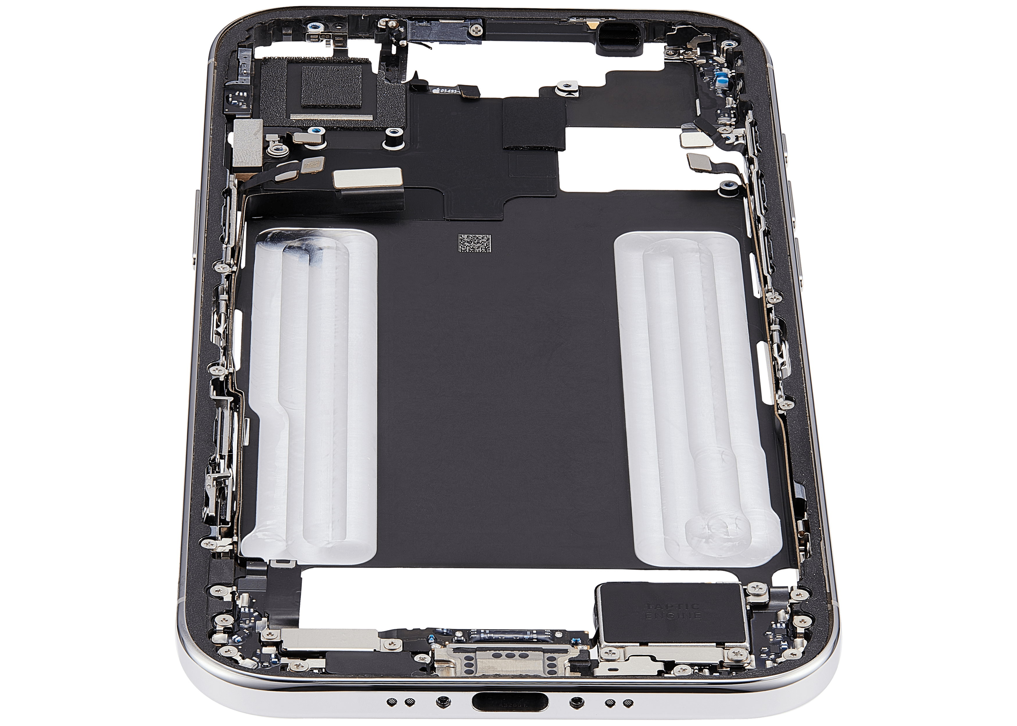 Midframe/Rahmen mit Ladebuchse Flex & Small Parts für iPhone Air (US / EU Version) (gebrauchter OEM-Ausbau, Qualität A) (Cloud White)