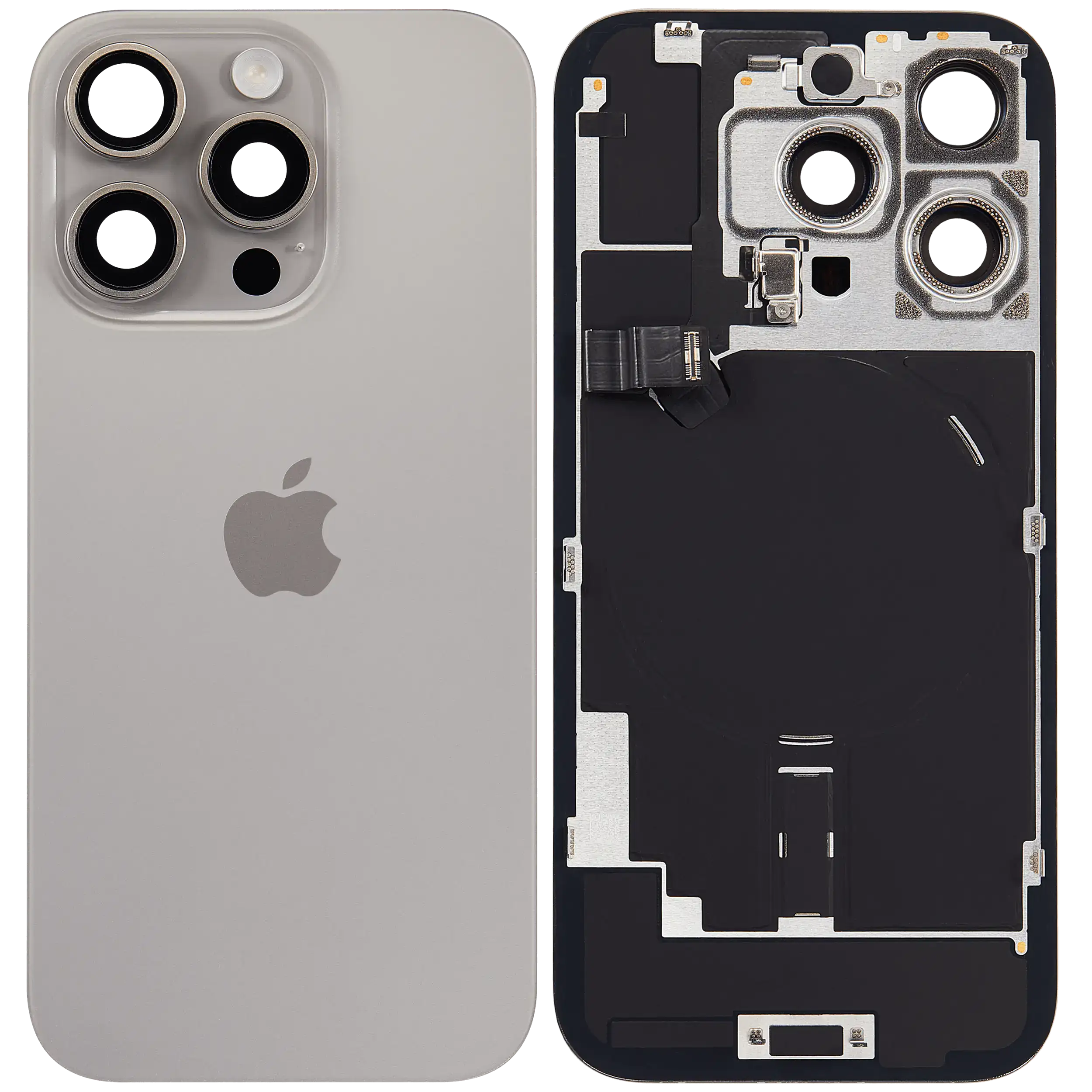 Backcover mit MagSafe Magnet & NFC & Blitz-Flexkabel für iPhone 16 Pro (Service Pack) (Natural Titanium)
