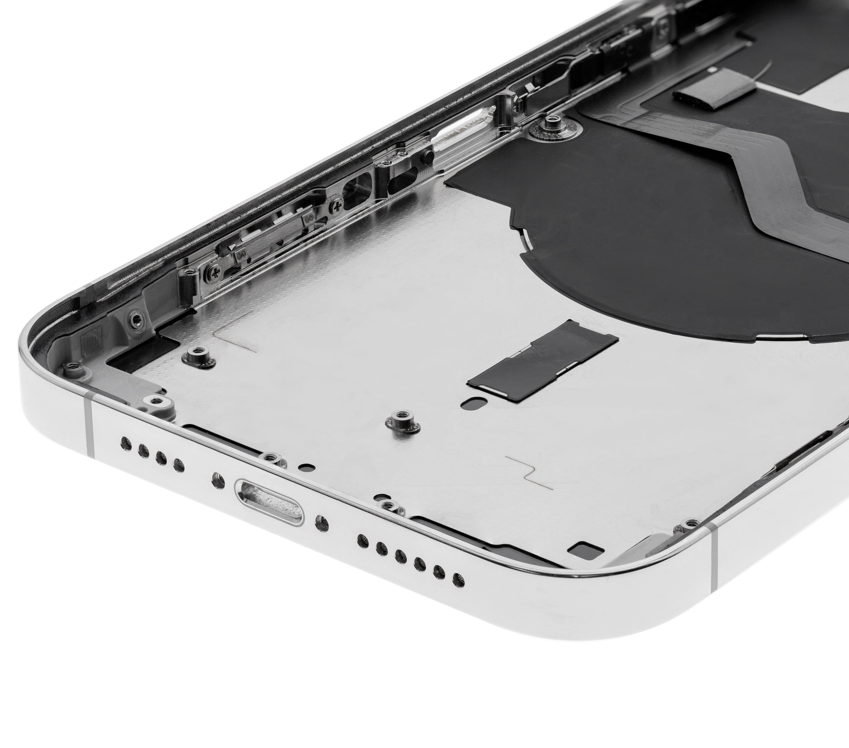 Backcover/Rahmen mit Small Parts für iPhone 12 Pro Max (US-Version) (gebrauchter OEM-Ausbau, Qualität A) (Silber)