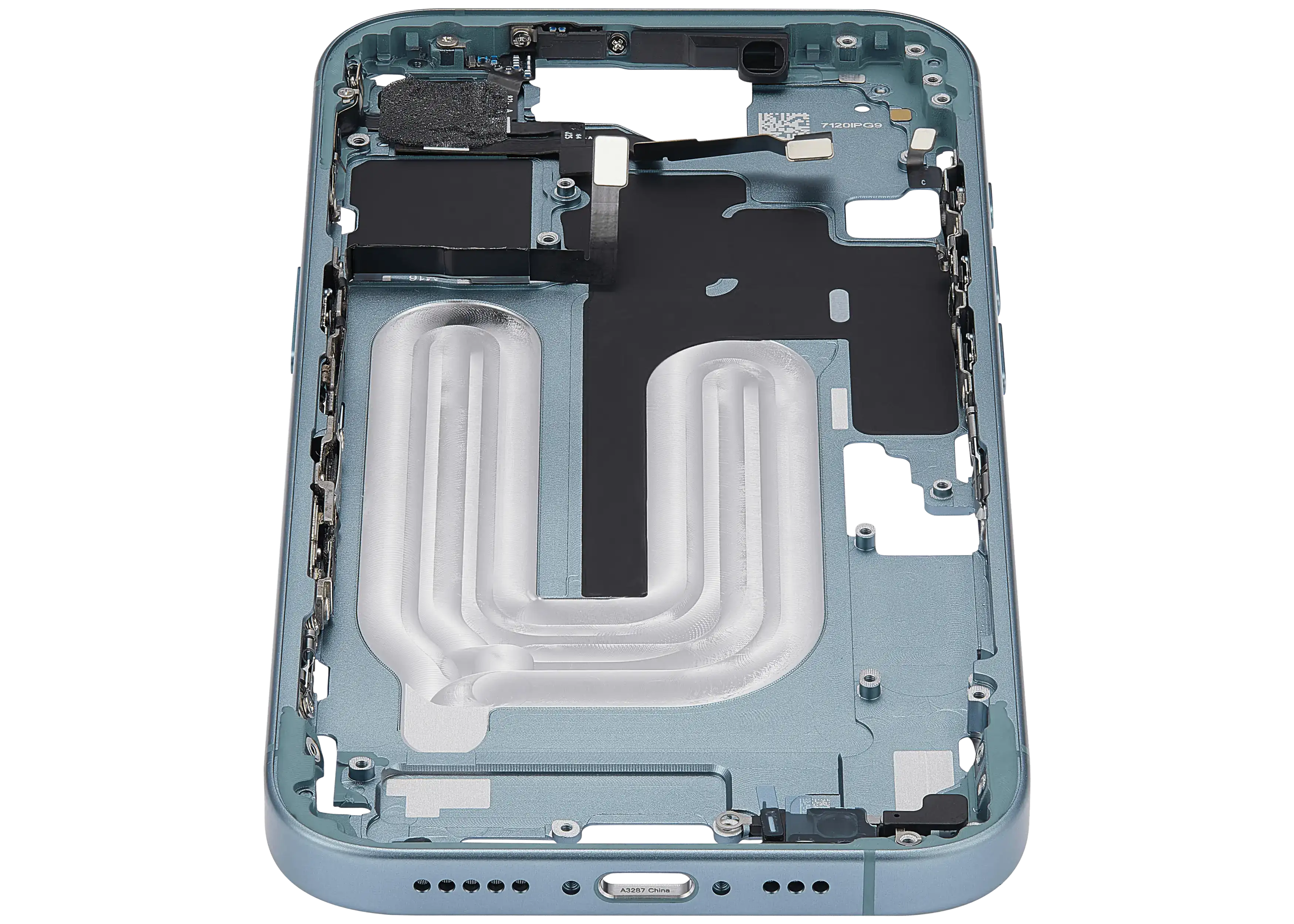 Midframe/Rahmen mit Power And Volume Button für iPhone 16 (EU / Global Version) (Aftermarket Plus) (Teal)