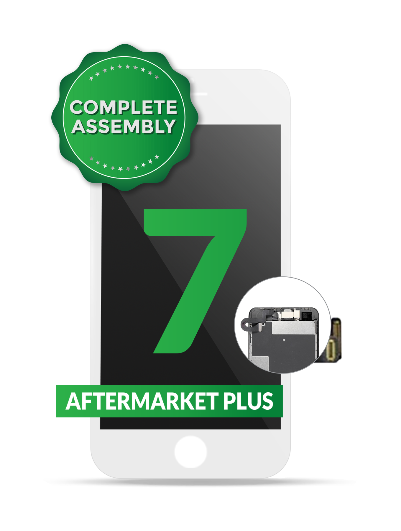Complete LCD-Display mit Stahlplatte für iPhone 7 (mit Front Camera: Prox Sensor & Ear Speaker) (Aftermarket Plus Quality: XO6) (Weiß)