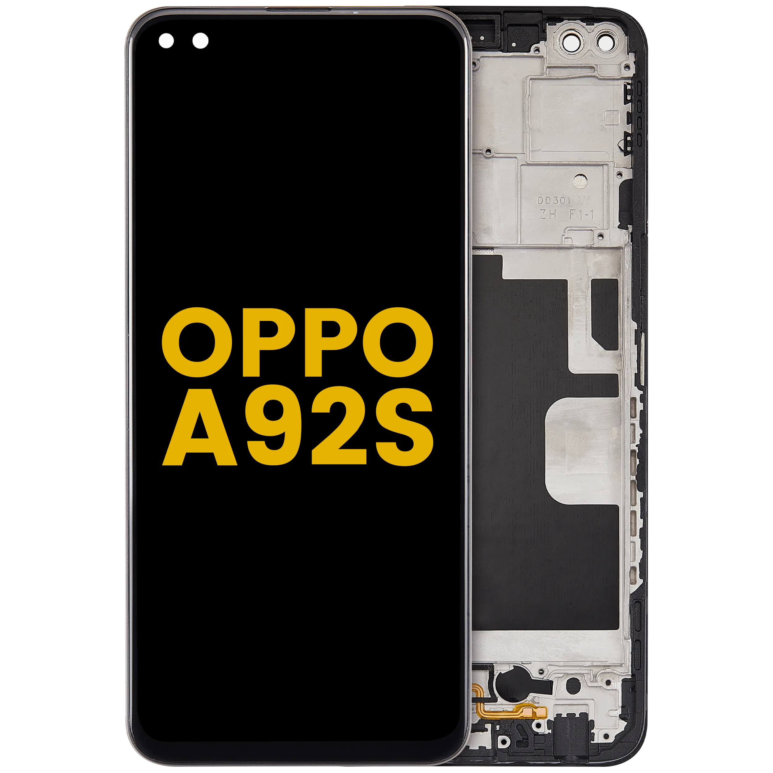 OLED-Display mit Rahmen Compatible für Oppo A92s (2020) (Refurbished) (Alle Farben)