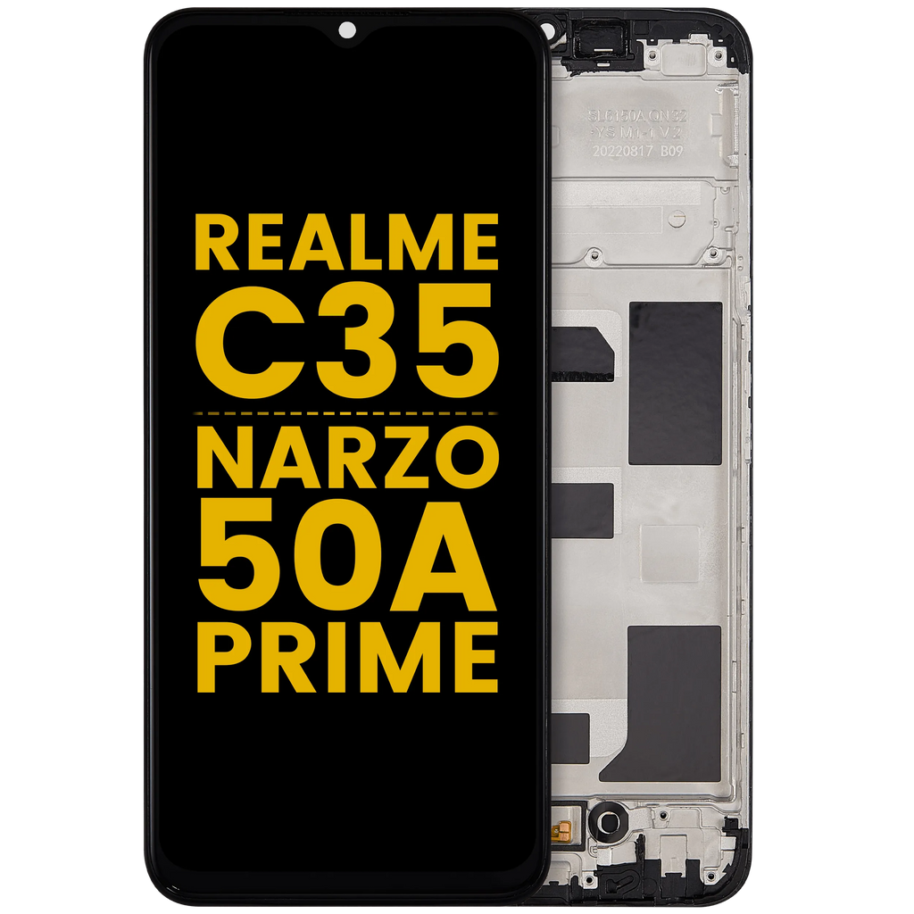 LCD-Display mit Rahmen für Realme C35 / Narzo 50A Prime (Refurbished) (Alle Farben)