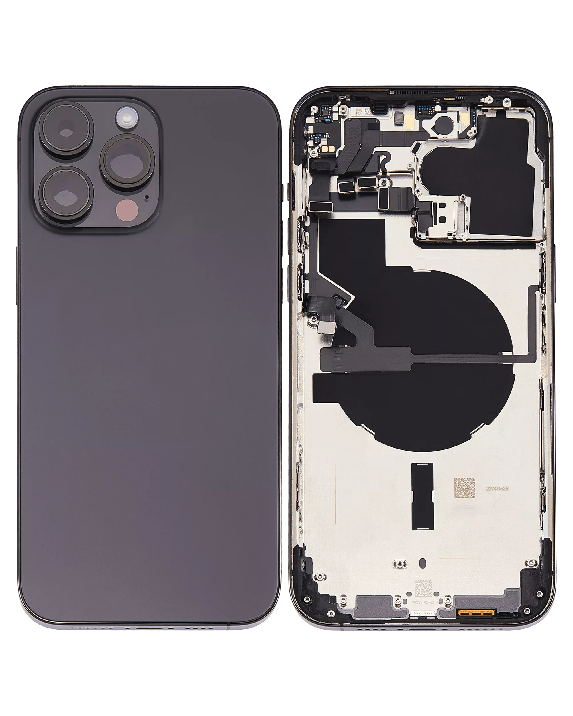 Backcover/Rahmen mit Small Parts für iPhone 14 Pro Max (US-Version) (gebrauchter OEM-Ausbau, Qualität B) (Space Schwarz)