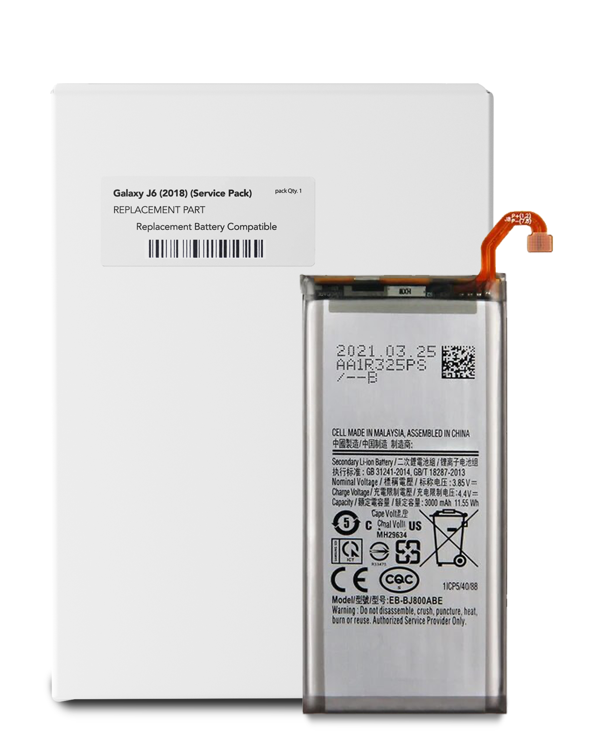 Ersatzakku für Samsung Galaxy J6 (J600 / 2018) (EB-BJ800ABE) (Service Pack)