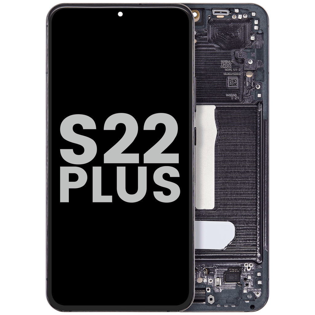OLED-Display mit Rahmen für Samsung Galaxy S22 Plus 5G (gebrauchter OEM-Ausbau, Qualität A) (Phantom Black)