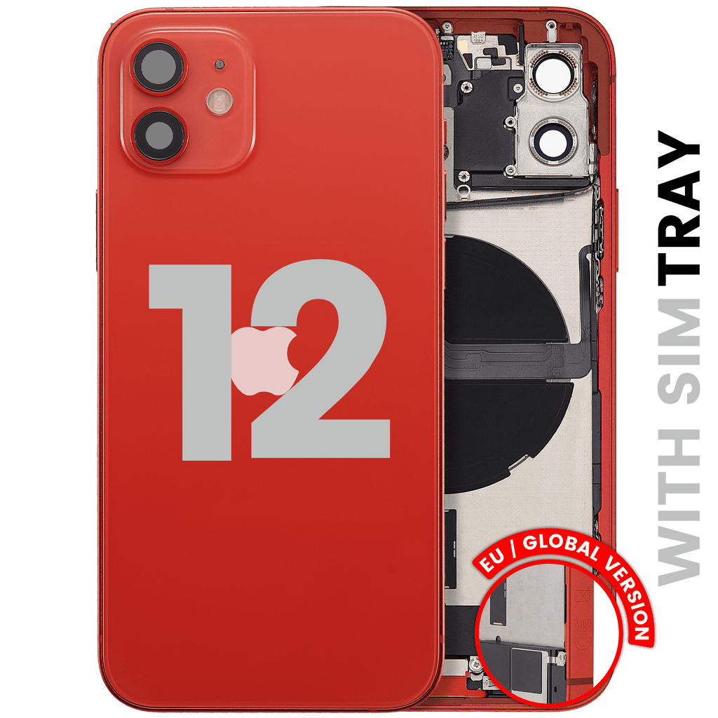 Backcover/Rahmen mit Ladebuchse Flex & Small Parts für iPhone 12 (EU / Global Version) (gebrauchter OEM-Ausbau, Qualität A) (Rot)