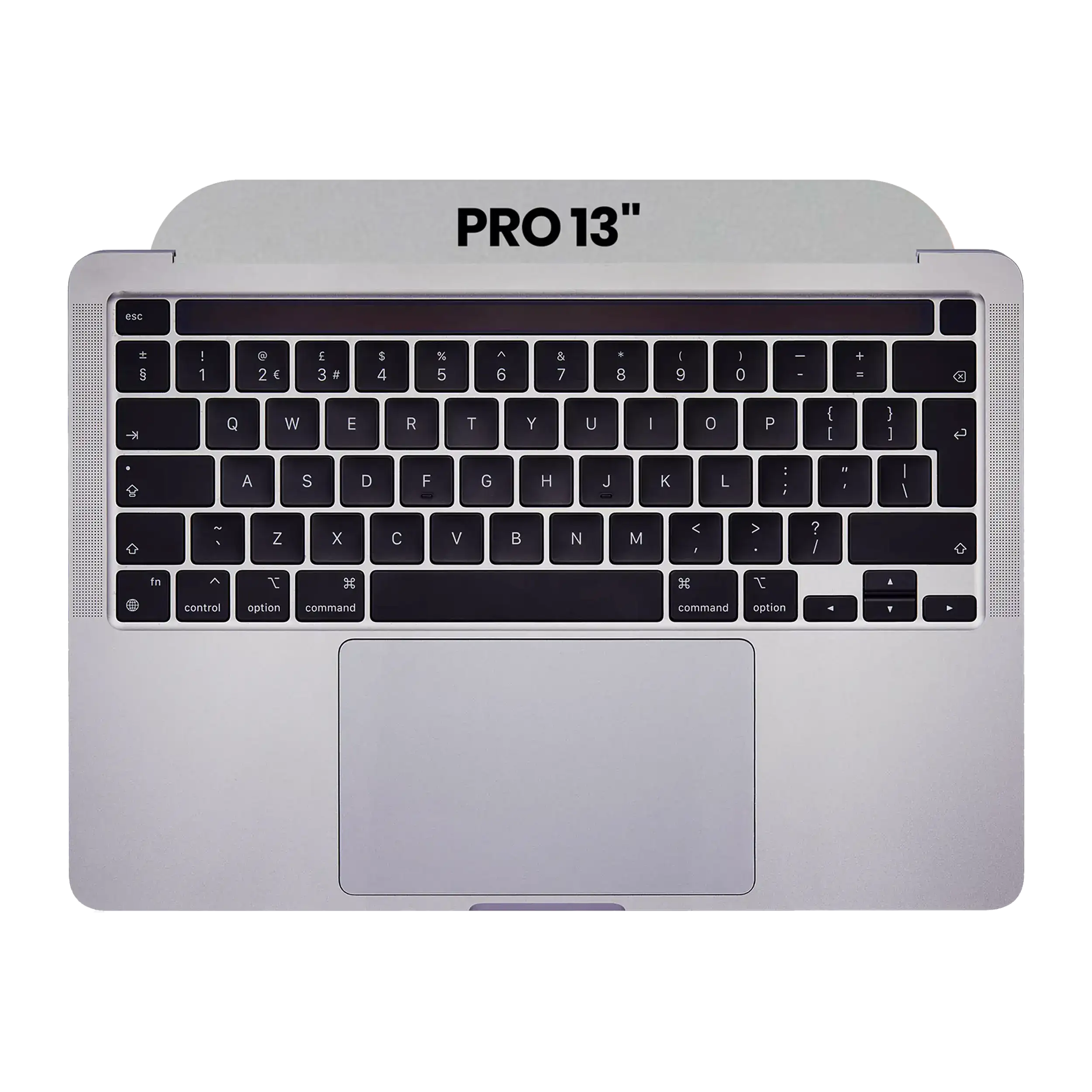 Top Case mit Keyboard (ANSI US) and Trackpad für MacBook Pro 13" A2338 (2020) (gebrauchter OEM-Ausbau, Qualität B/C) (Silber)