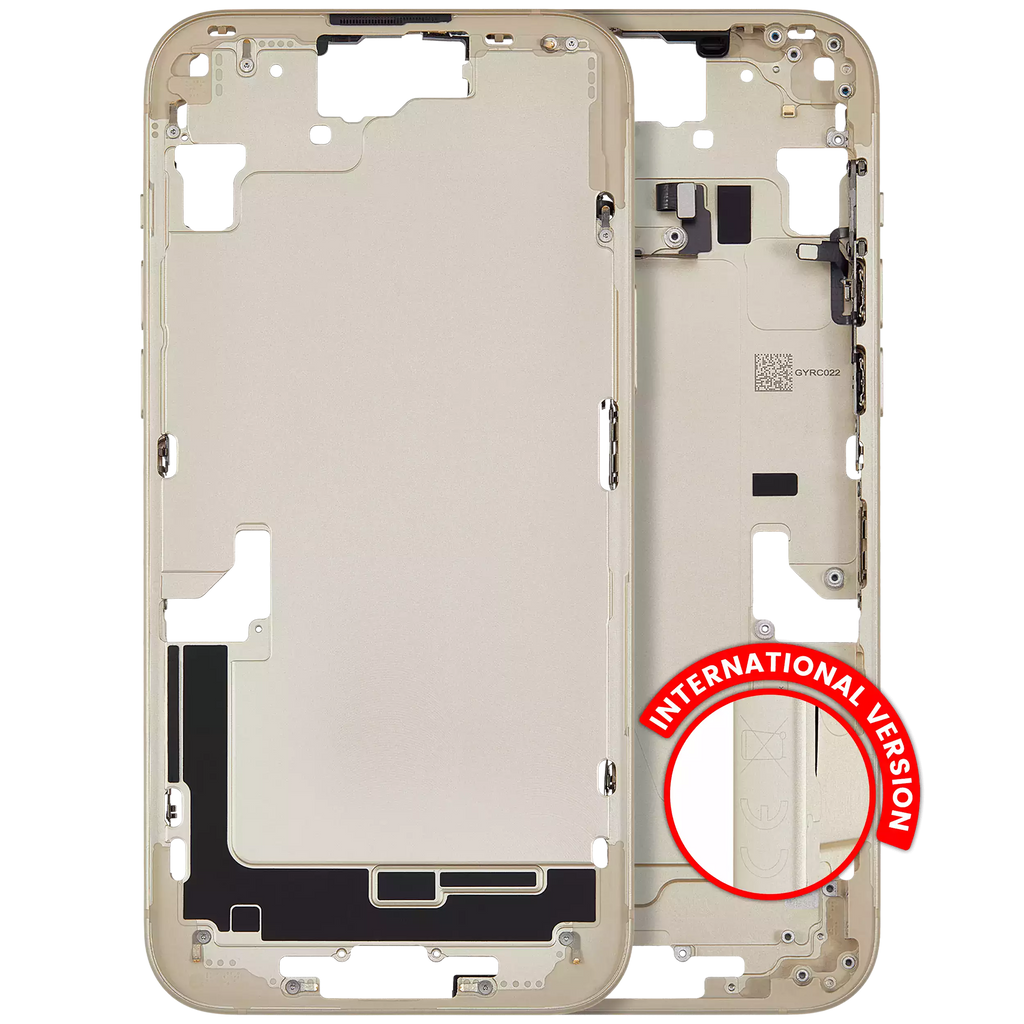 Midframe/Rahmen mit Small Parts für iPhone 15 Plus (EU / Global Version) (Gebrauchter Ausbau/Pull, Qualität A) (Gelb)
