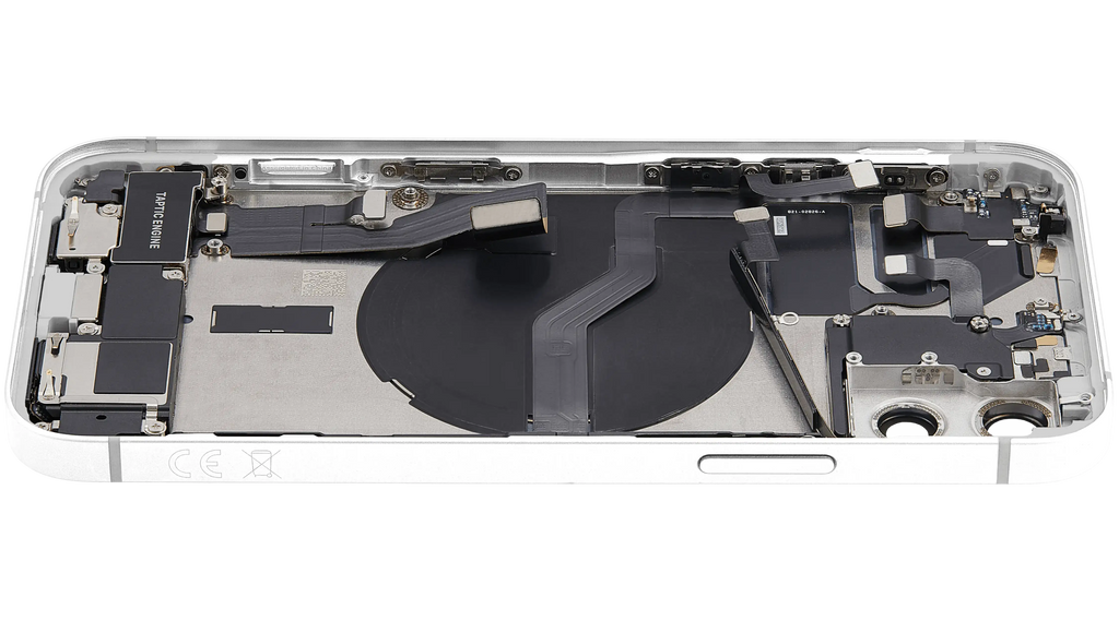 Backcover/Rahmen mit Ladebuchse Flex & Small Parts für iPhone 12 (EU / Global Version) (gebrauchter OEM-Ausbau, Qualität C) (Weiß)