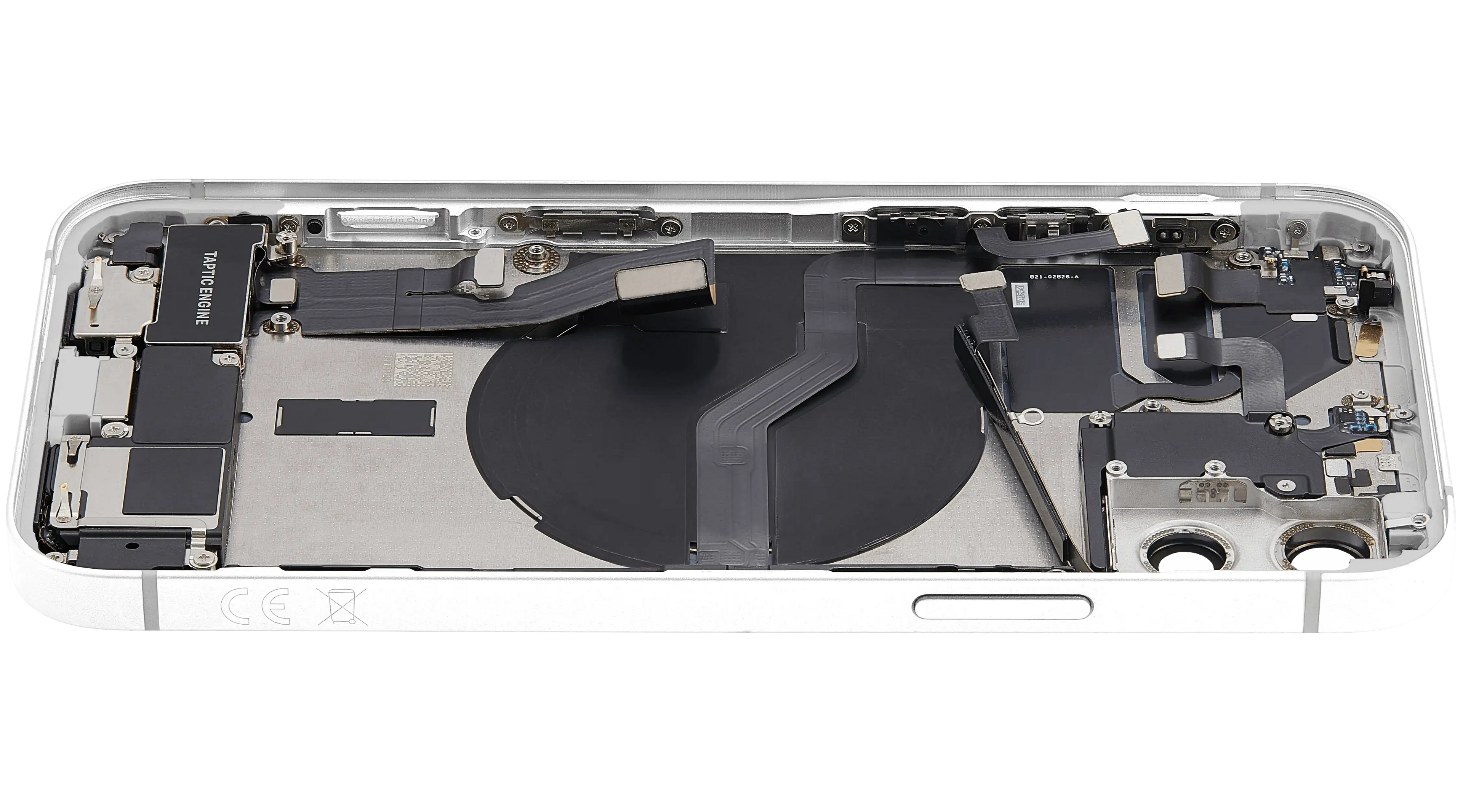 Backcover/Rahmen mit Ladebuchse Flex & Small Parts für iPhone 12 (EU / Global Version) (gebrauchter OEM-Ausbau, Qualität C) (Weiß)