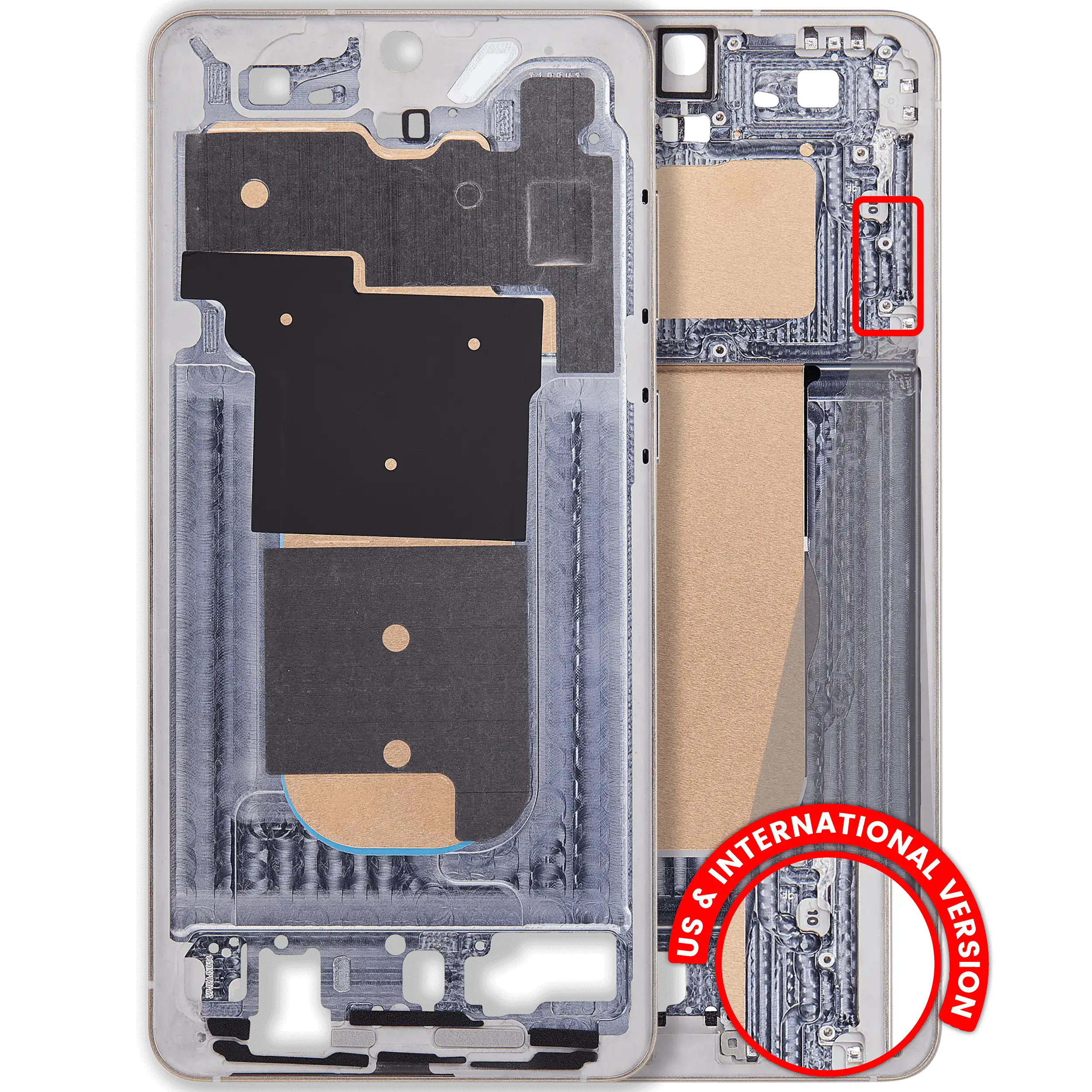 Midframe/Rahmen Compatible für Samsung Galaxy S25 Edge 5G (US & Internationale Version) (Titanium Icyblue / Titanium Silver)