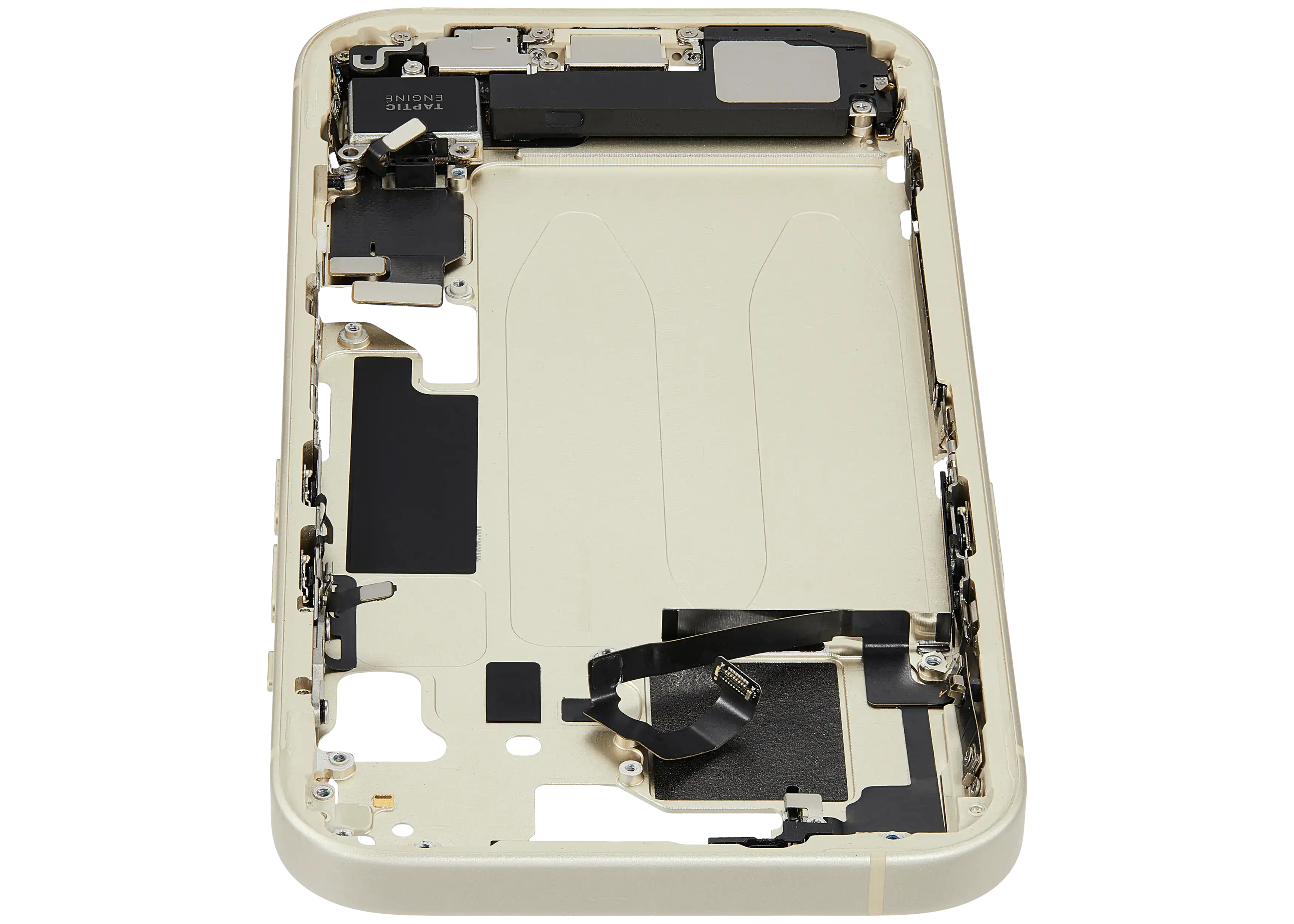 Midframe/Rahmen mit Ladebuchse Flex & Small Parts für iPhone 15 (EU / Global Version) (gebrauchter OEM-Ausbau, Qualität C) (Gelb)