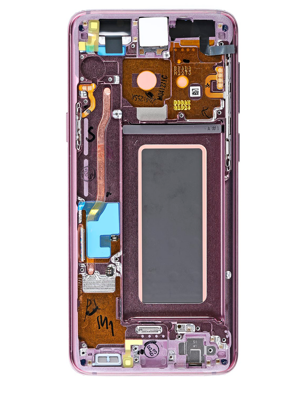 OLED-Display mit Rahmen für Samsung Galaxy S9 (gebrauchter OEM-Ausbau, Qualität B/C) (Lilac Purple)