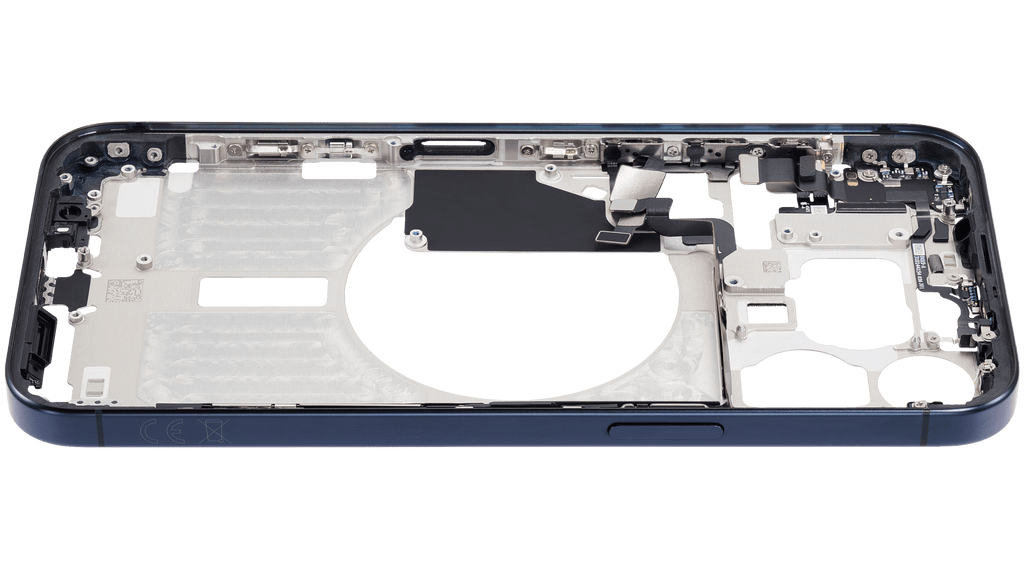 Midframe/Rahmen mit Small Parts für iPhone 15 Pro Max (EU / Global Version) (gebrauchter OEM-Ausbau, Qualität A) (Blau Titanium)