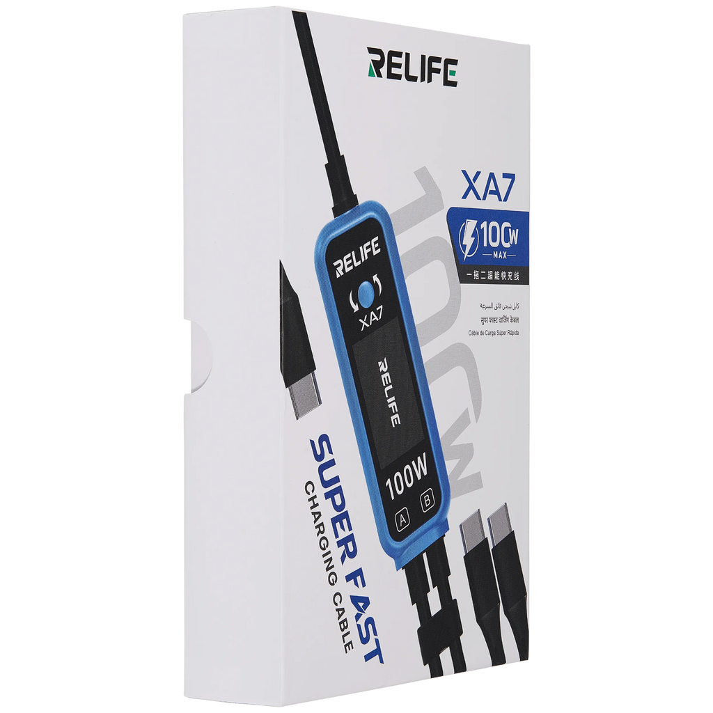 XA7 Digital Display 1-to-2 Fast Charging Cable (100W) (Relife)
