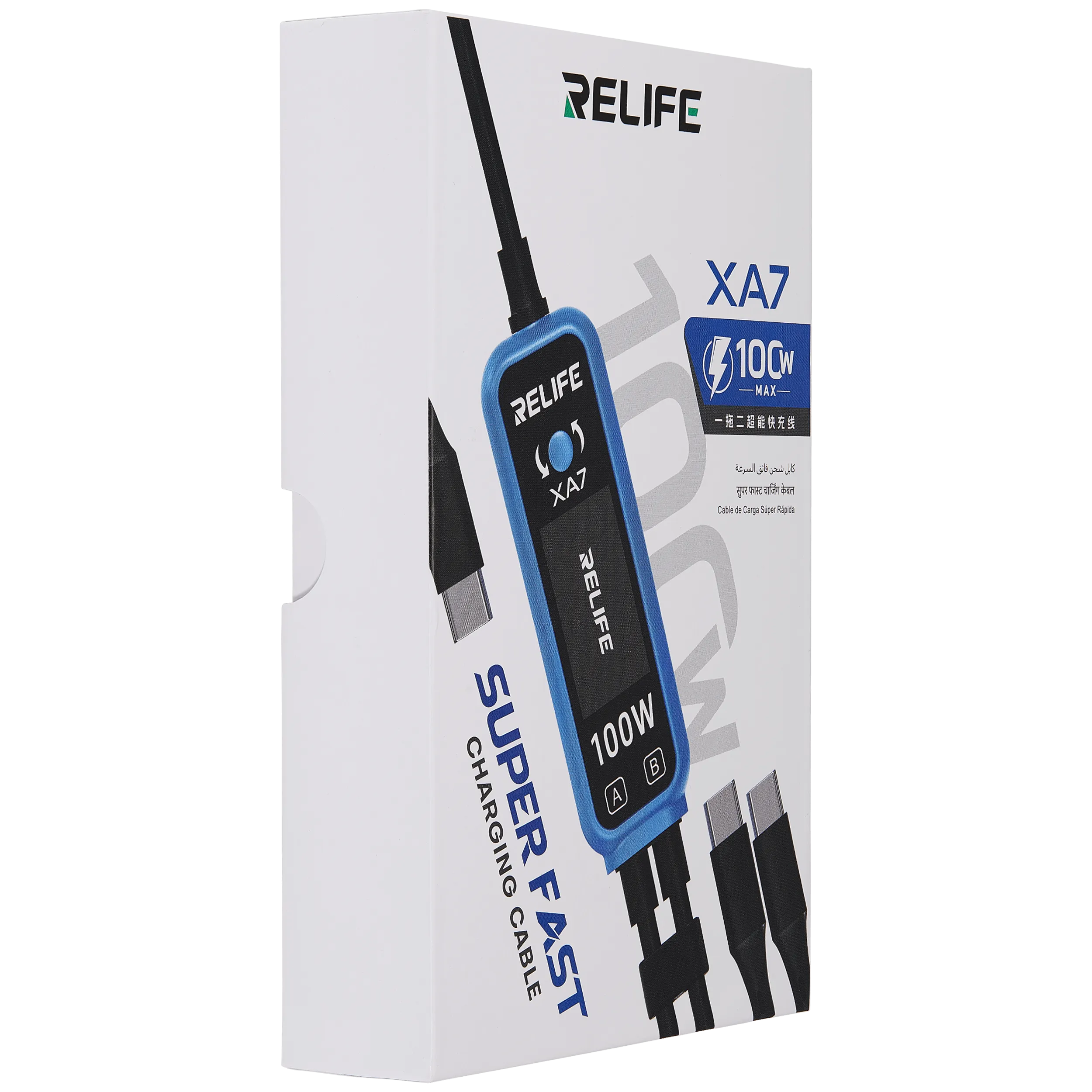 XA7 Digital Display 1-to-2 Fast Charging Cable (100W) (Relife)