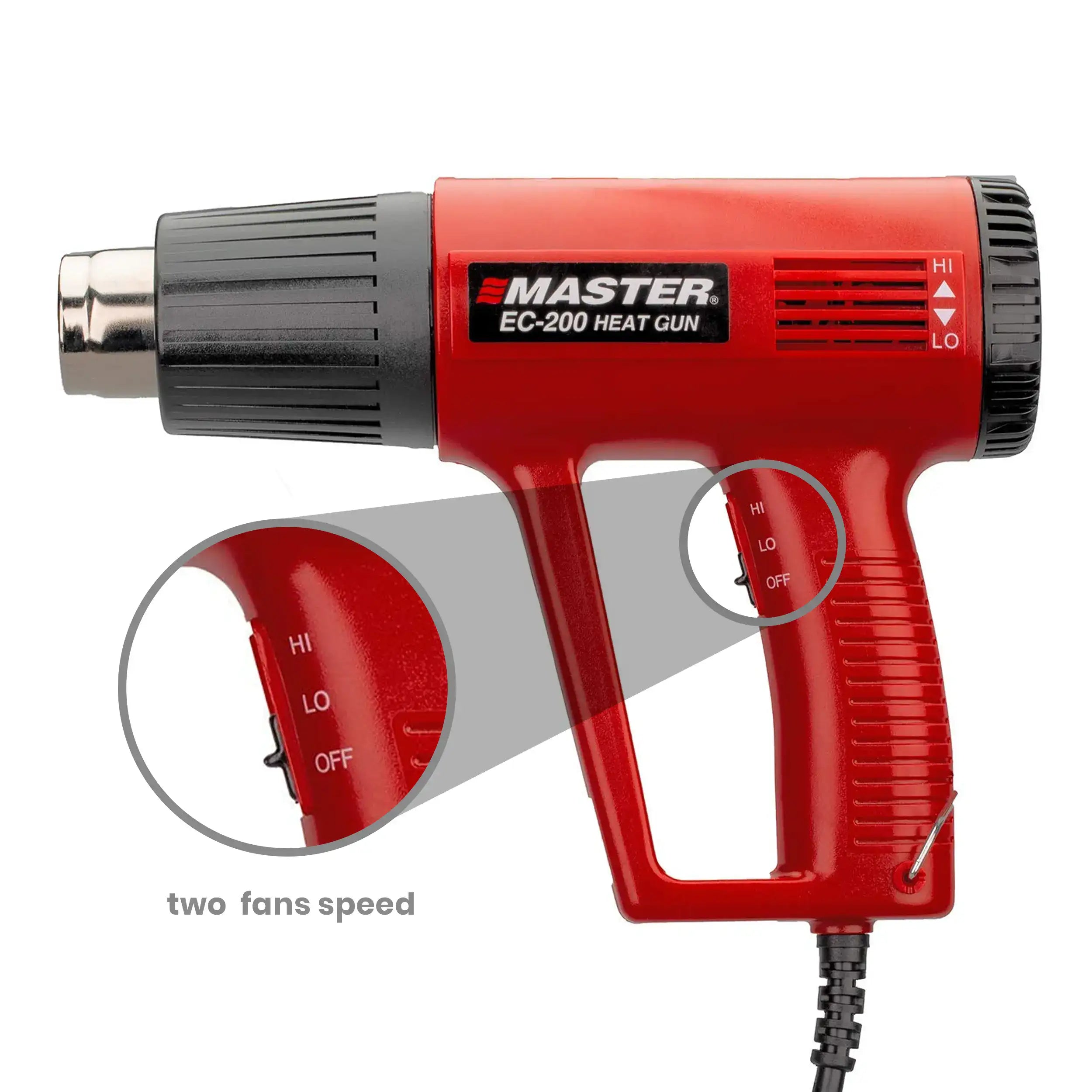 EC-200 120V Variable Temperature Heat Gun (110°F-930°F, 2 Speeds) by Master Appliance