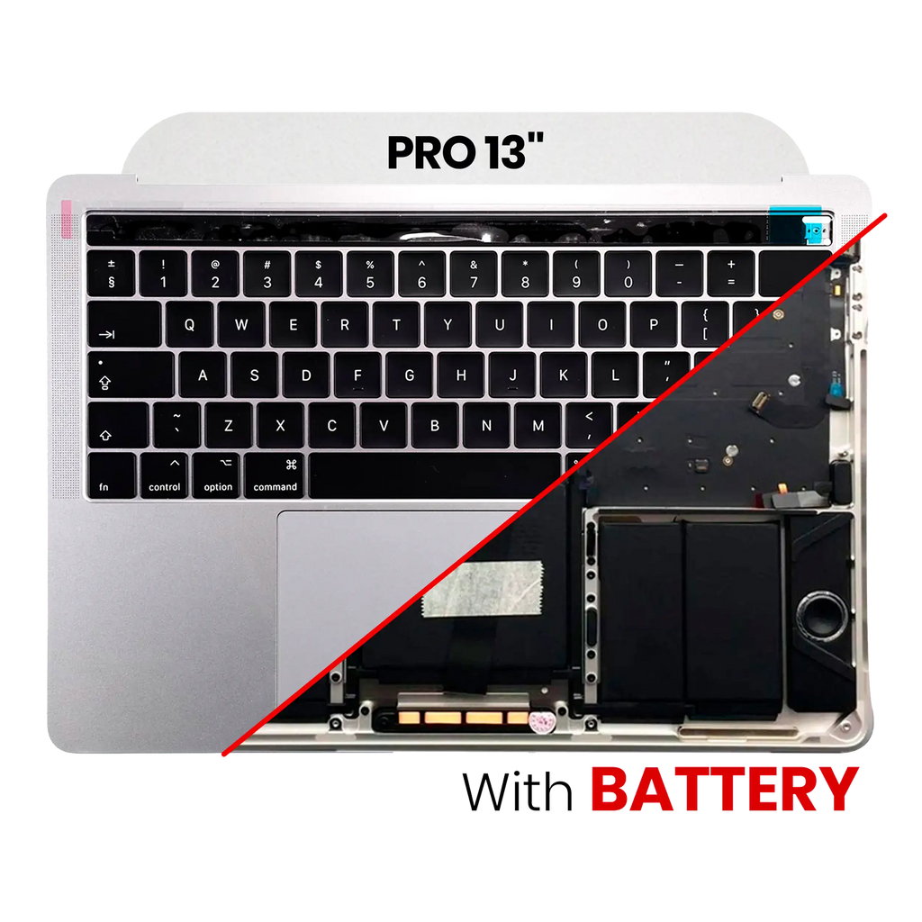 Top Case mit Akku and Keyboard (ANSI US) für MacBook Pro 13" A1706 (2016) (gebrauchter OEM-Ausbau, Qualität B/C) (Silber)