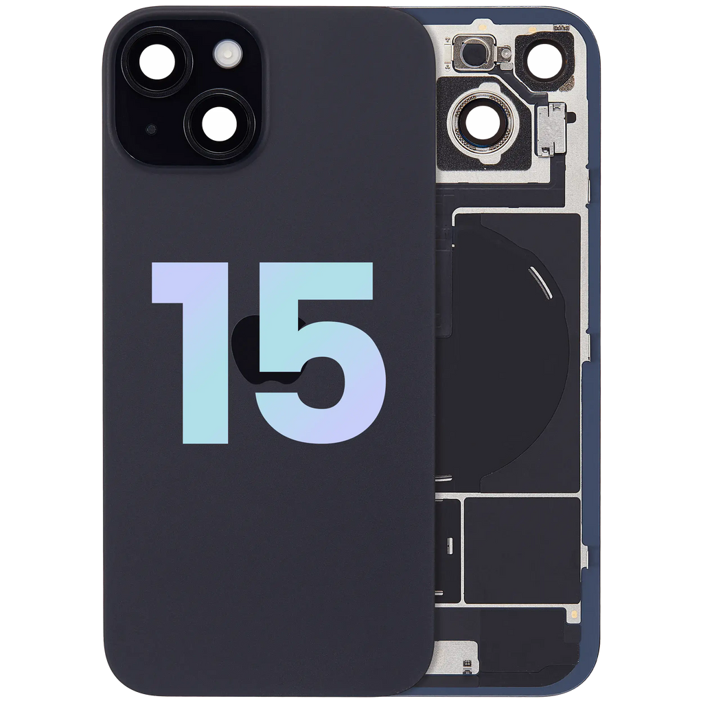 Backcover mit MagSafe Magnet & NFC & Blitz-Flexkabel für iPhone 15 (Service Pack) (Schwarz)