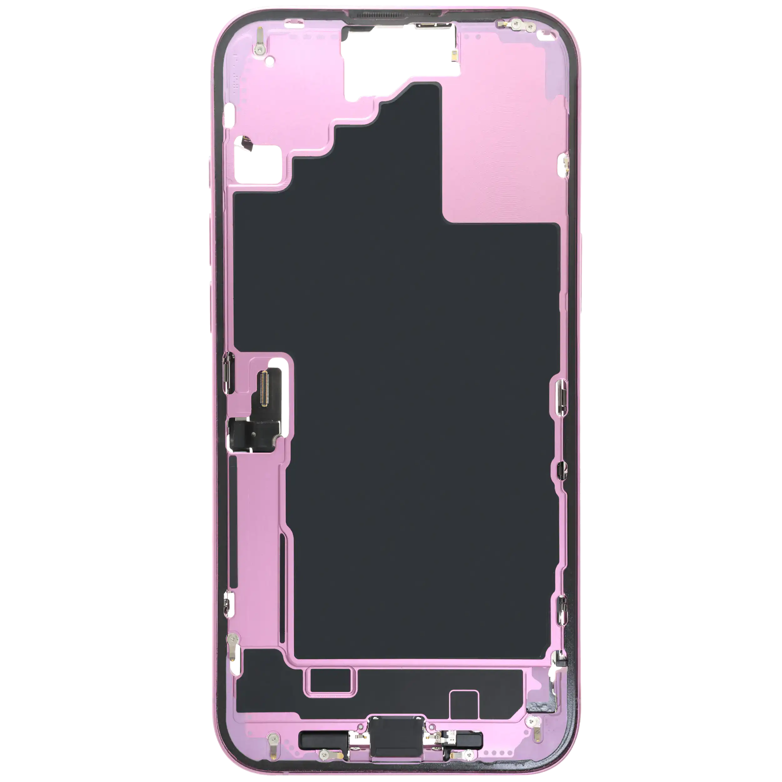 Midframe/Rahmen mit Ladebuchse Flex & Small Parts für iPhone 16 Plus (EU / Global Version) (gebrauchter OEM-Ausbau, Qualität C) (Pink)