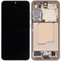 OLED-Display mit Rahmen für Samsung Galaxy S25 5G (US & International) (Aftermarket Plus) (Pink Gold)